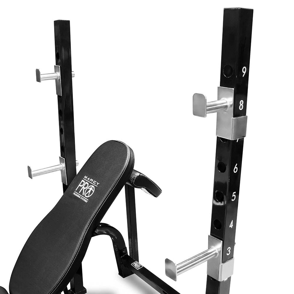 Marcy Pro 2-Piece Olympic Weight Bench with Walk-In Squat Rack | PM 842 - Home Gym Strength Training Equipment for Full-Body Workouts
