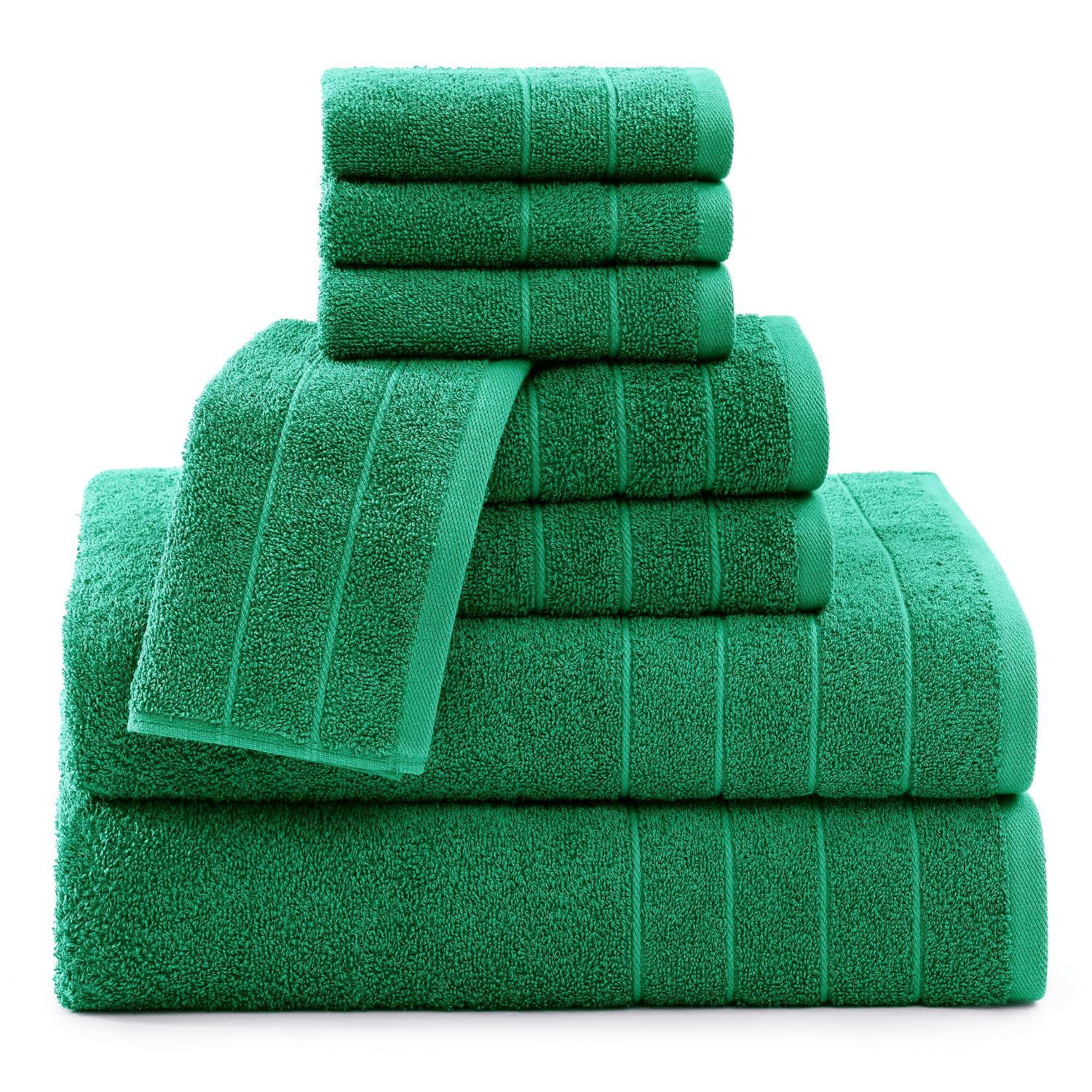 Premium 8-Piece Green Bath Towel Set - 2 Large Bath Towels (30x60 Inches), 2 Hand Towels & 4 Washcloths | 100% Ring-Spun Cotton, Ultra Soft & Quick-Drying | Luxury Bathroom Essentials for Spa, Guest Bath & Home Decor
