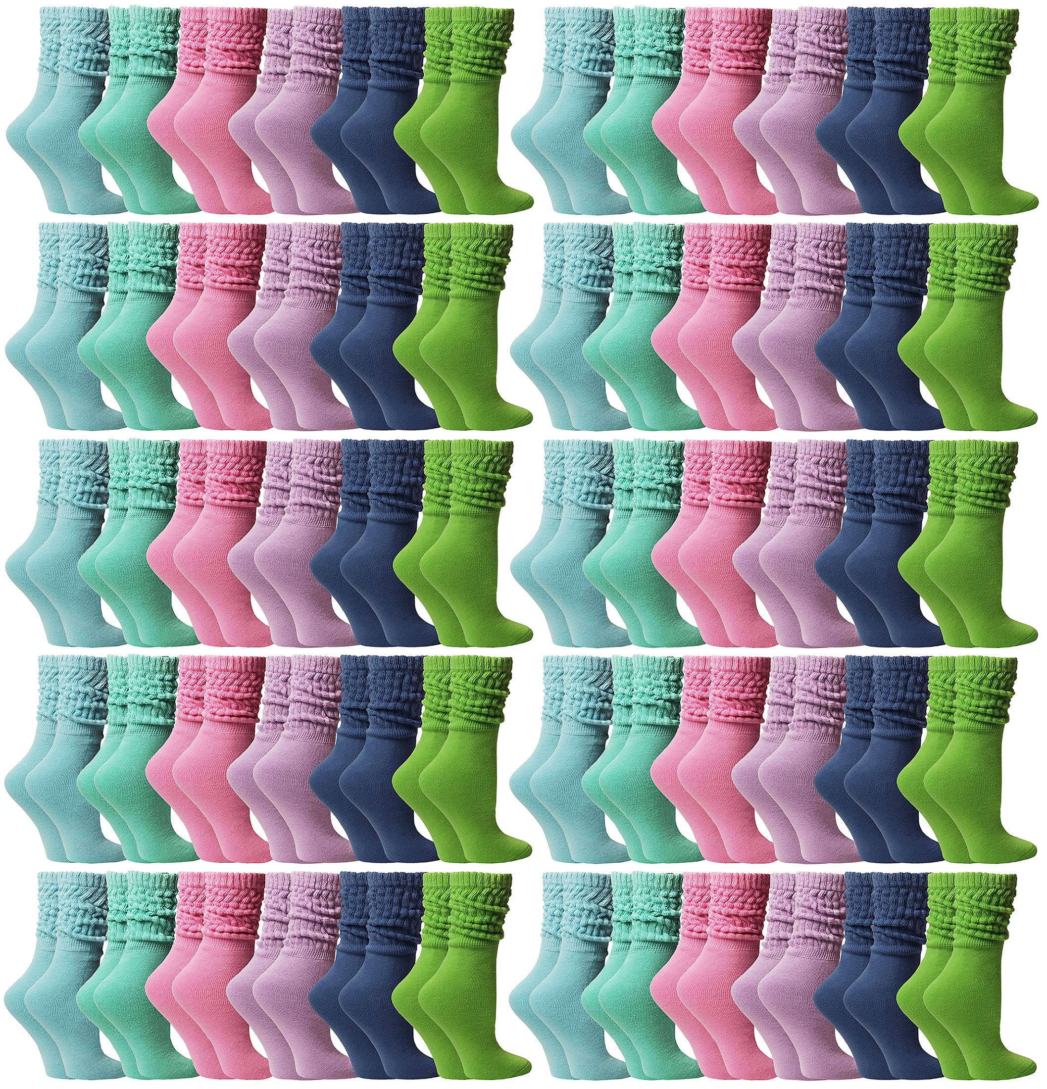 Yacht & Smith 60 Pack Women's Cotton Slouch Socks - Knee High Boot Socks for Women - Soft & Comfortable Crew Socks - Perfect for Boots, Shoes & Casual Wear