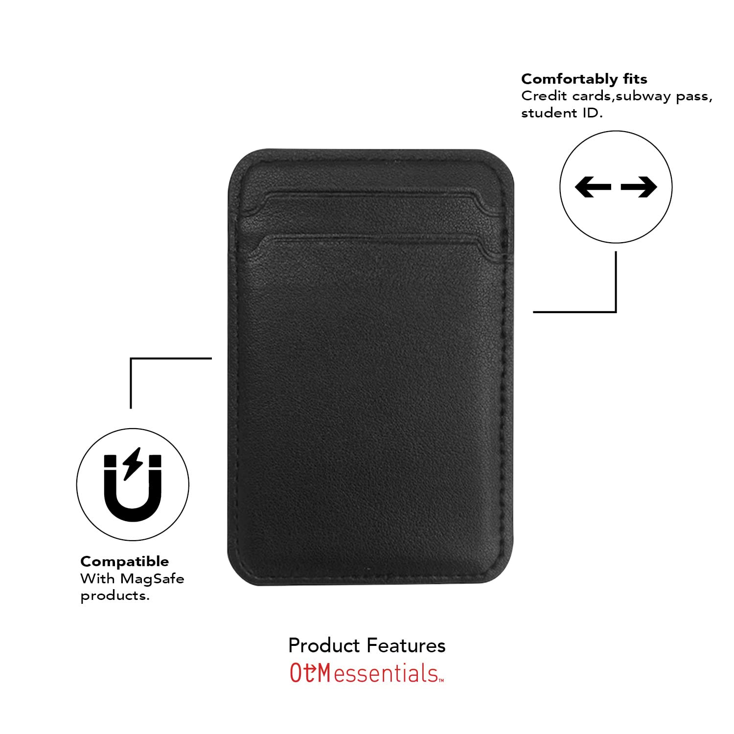OTM Essentials Abislim Faux Leather Magnetic Phone Wallet Case - Compatible with MagSafe Devices | Slim & Lightweight Design | Perfect for ACU Students & Daily Commute | Ideal for Credit Cards, ID & Cash Storage