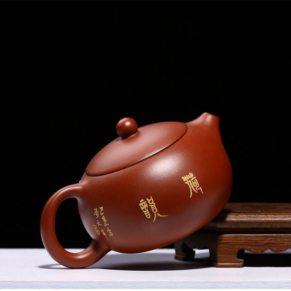 Premium Yixing Red Clay Xi Shi Lotus Teapot - Handcrafted Chinese Purple Sand Ceramic Teapot for Oolong, Pu-erh & Green Tea Brewing - Perfect for Tea Ceremonies, Gifts & Home Decor