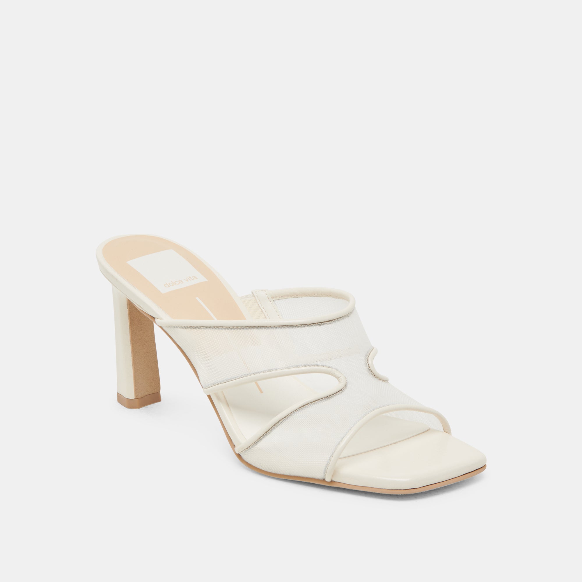 GITEL Women's Off-White Mesh High Heels - Comfortable Dress Pumps for Party, Wedding & Office Wear