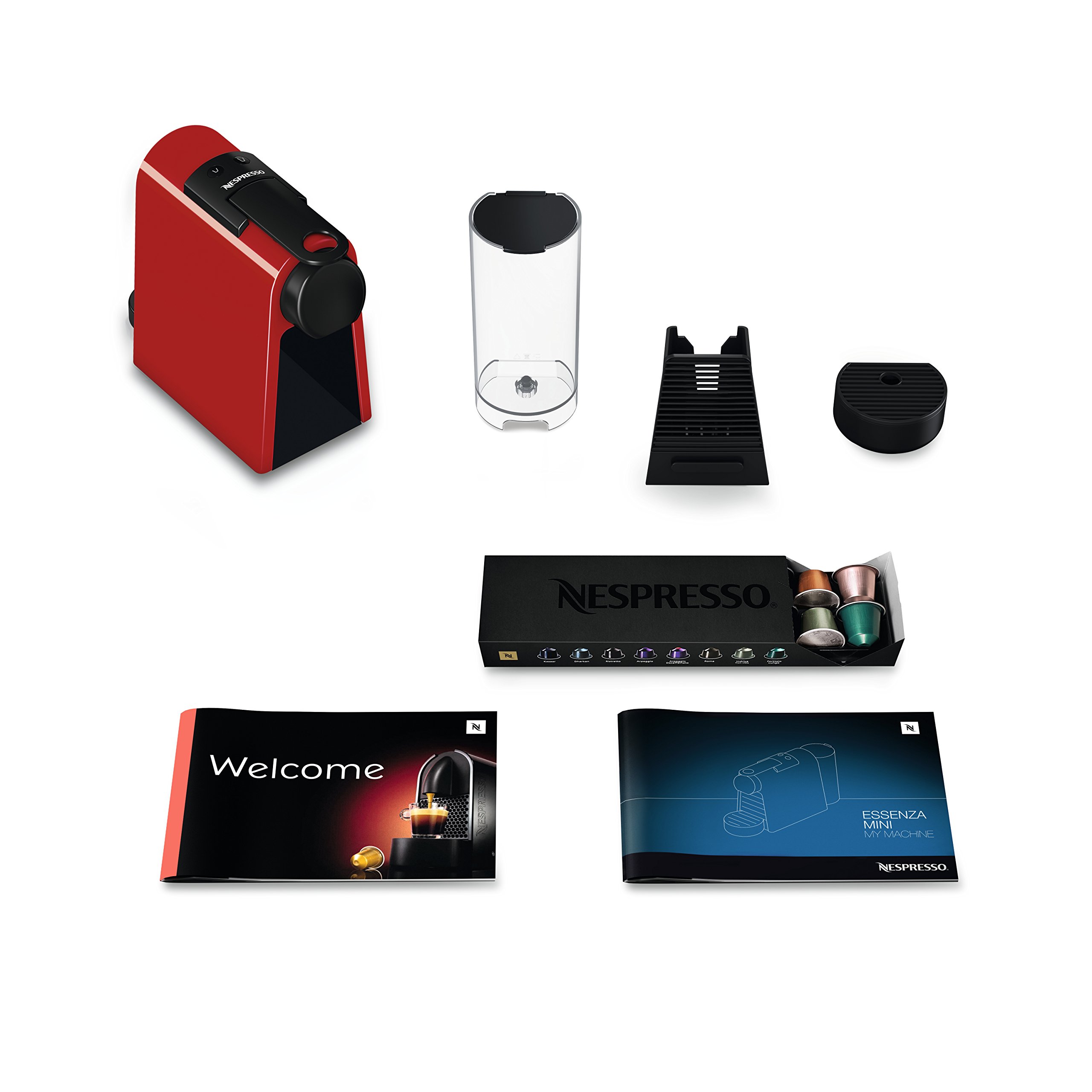 Nespresso 11366 Essenza Mini Compact Coffee Machine - Ruby Red Finish by Magimix | Perfect for Home, Office & Small Spaces | Fast Brewing & Energy Efficient