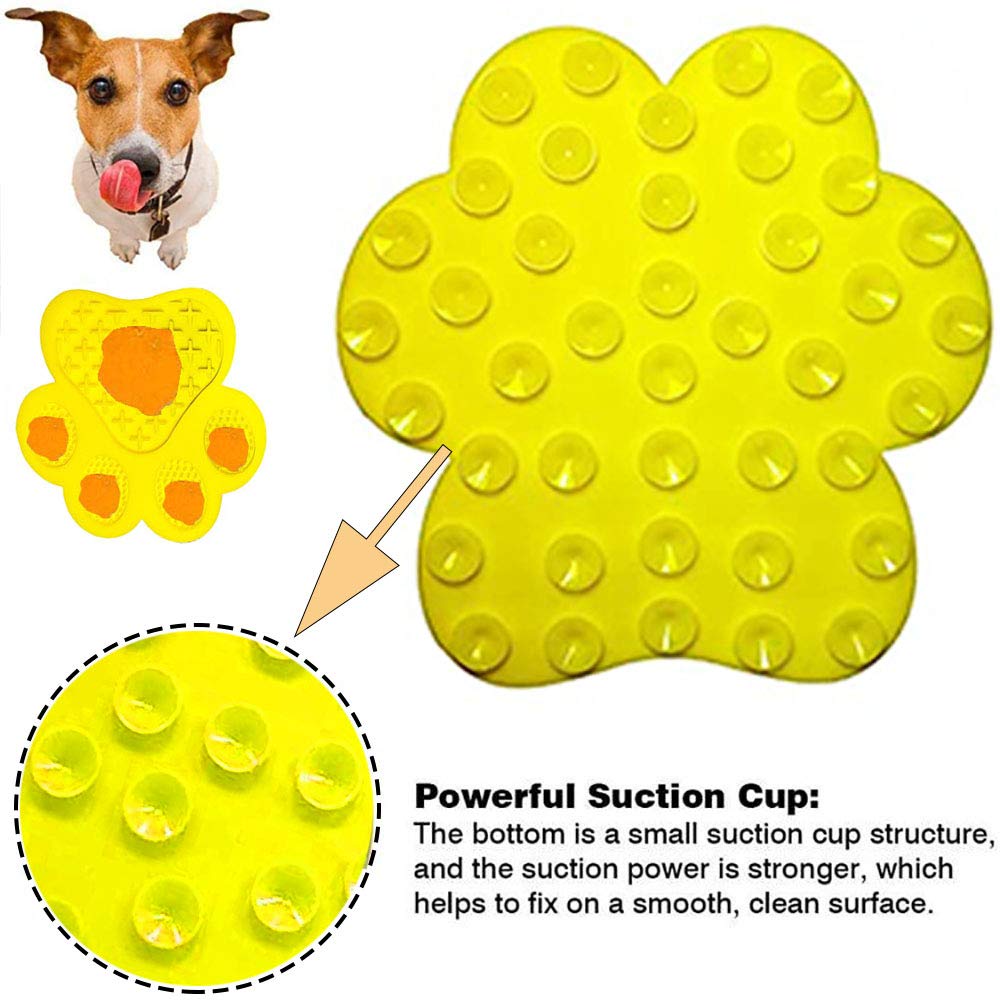 Anti-Anxiety Dog Licking Mat with Peanut Butter - Slow Feeder Bowl & Grooming Pad with Strong Suction for Bath Time, Training & Stress Relief (Yellow) - Perfect for Anxious Pets, Mealtime Enrichment & Vet Visits