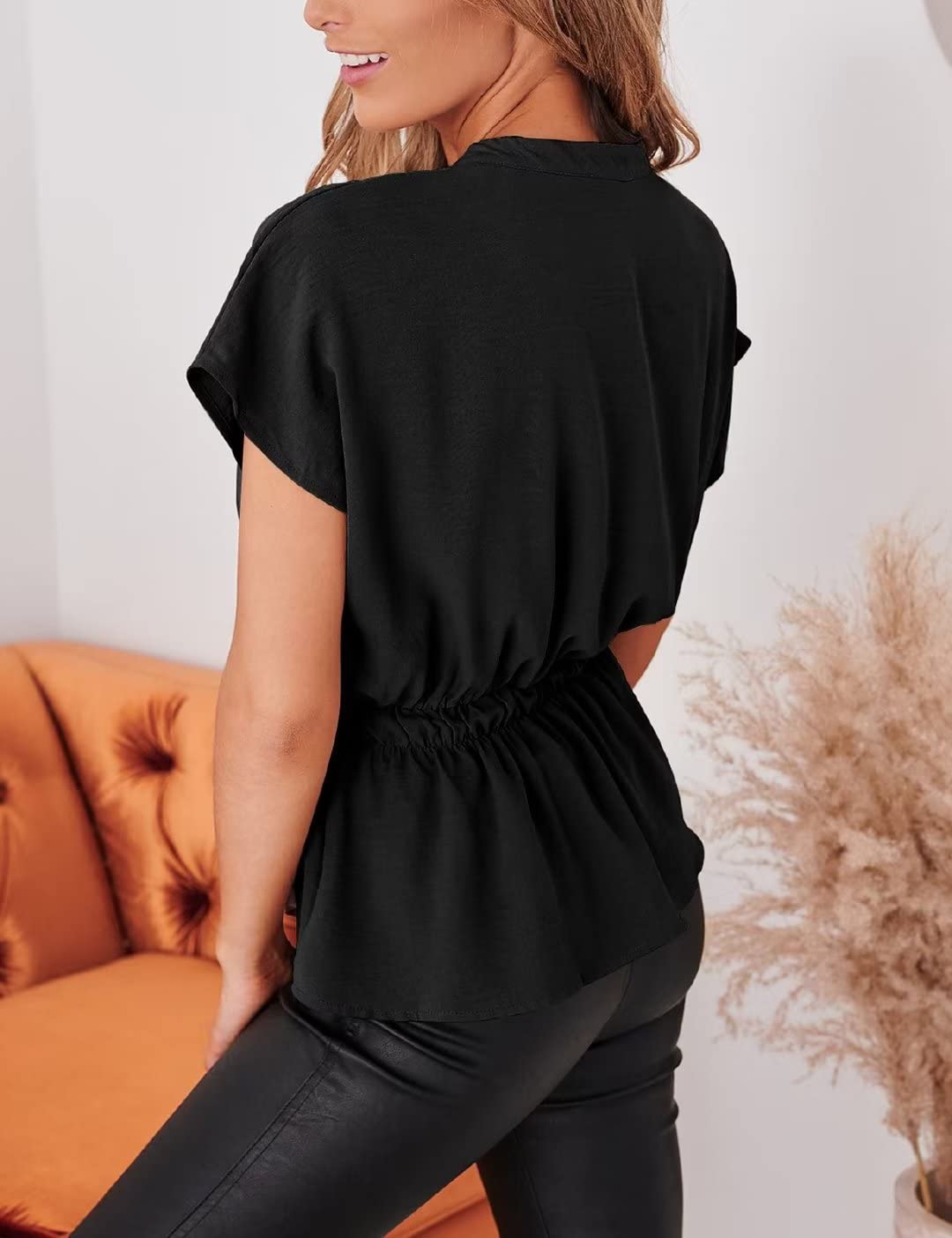 Women's Casual Peplum Button Down Blouse - Chiffon Summer Work Top for Office & Date Night | Elegant Dressy Tops for Women