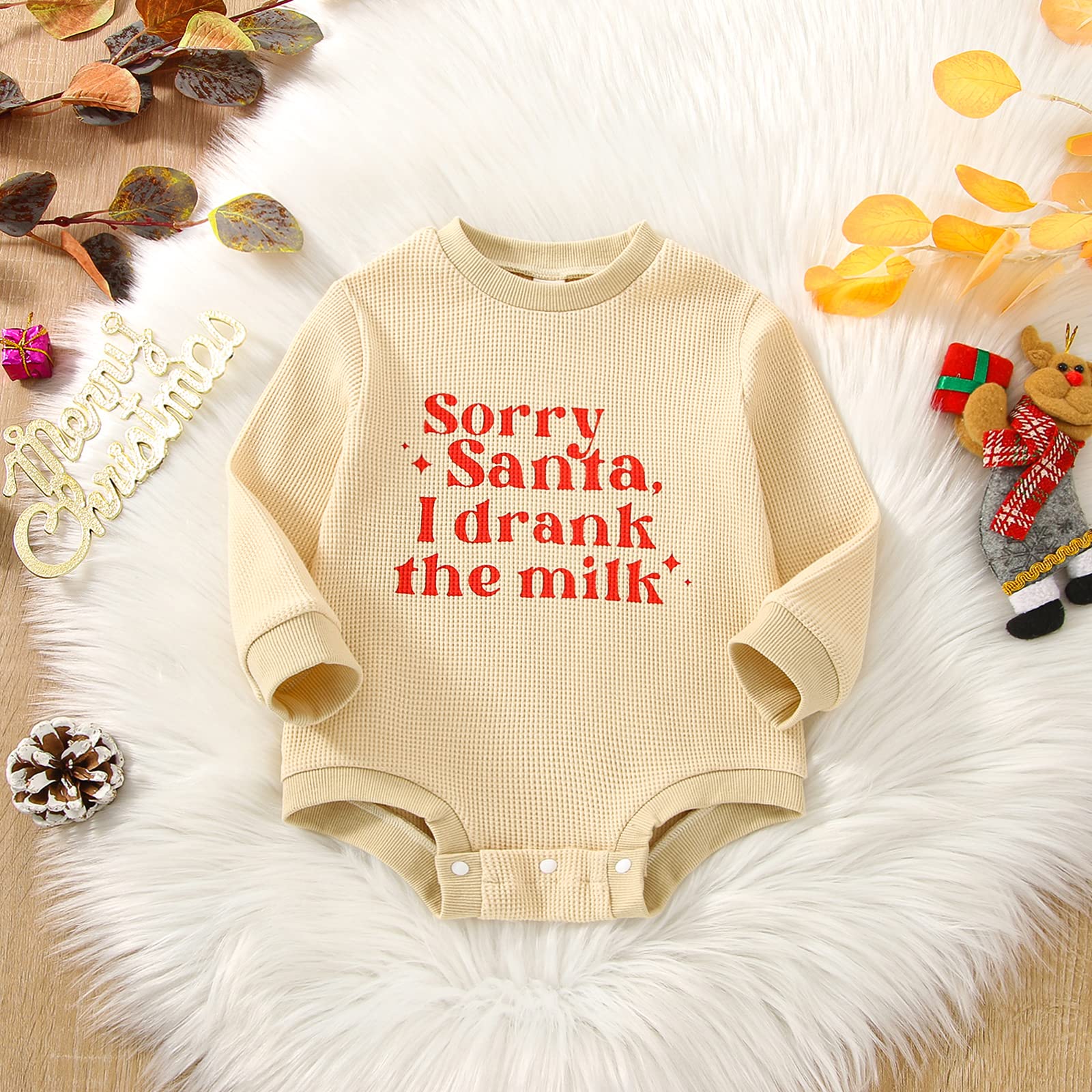 Santa Baby Romper Jumpsuit - Newborn Christmas Outfit for Boys & Girls | Cozy Long Sleeve Winter Clothes for Holiday Photos & Family Gatherings