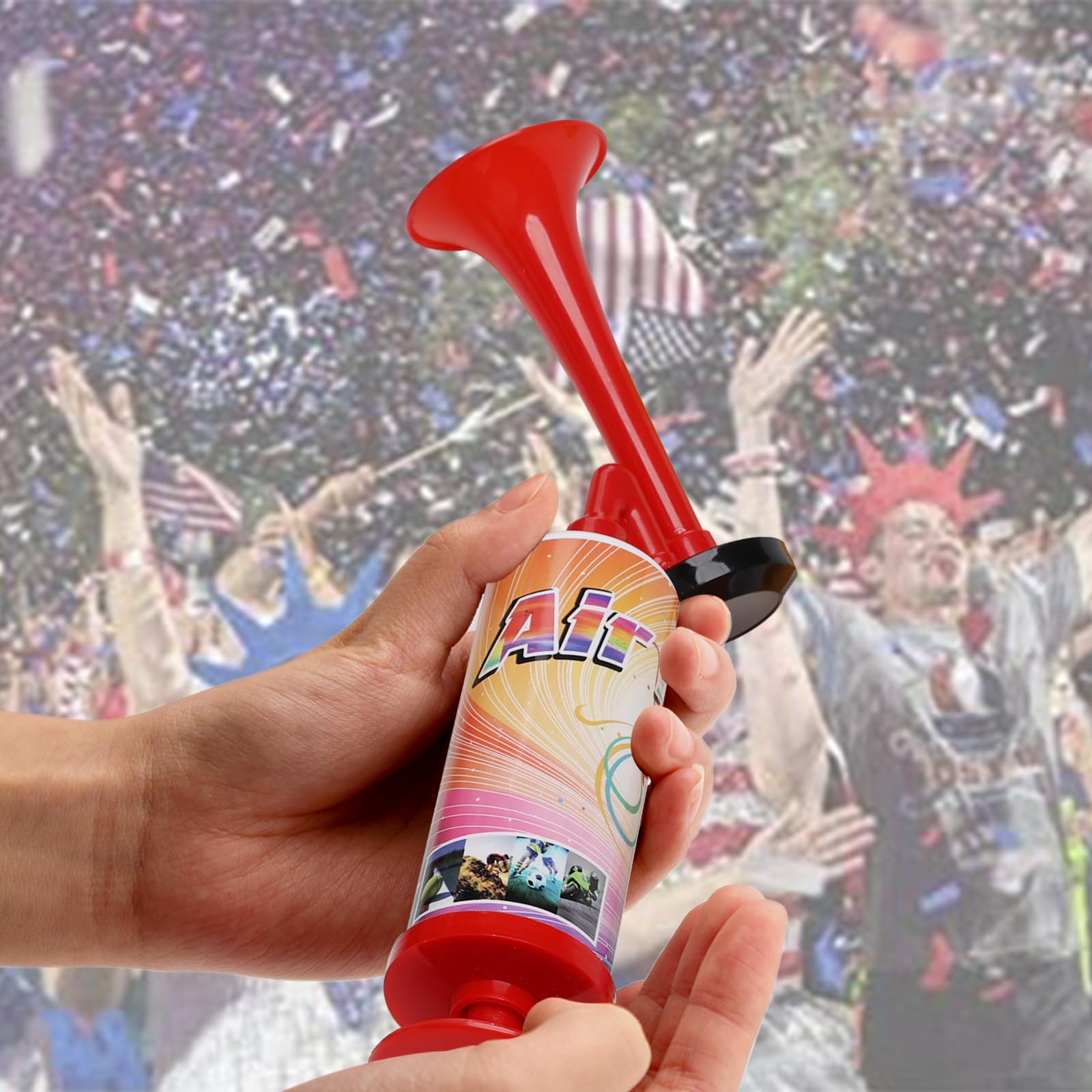 5-Pack Mini Air Horn Hand Pump - Loud Noisemakers for Sporting Events, Parties, Celebrations & Goodie Bags - Fun Birthday Favors for Kids & Adults - Perfect for Football Games, New Year's Eve & Graduation Parties