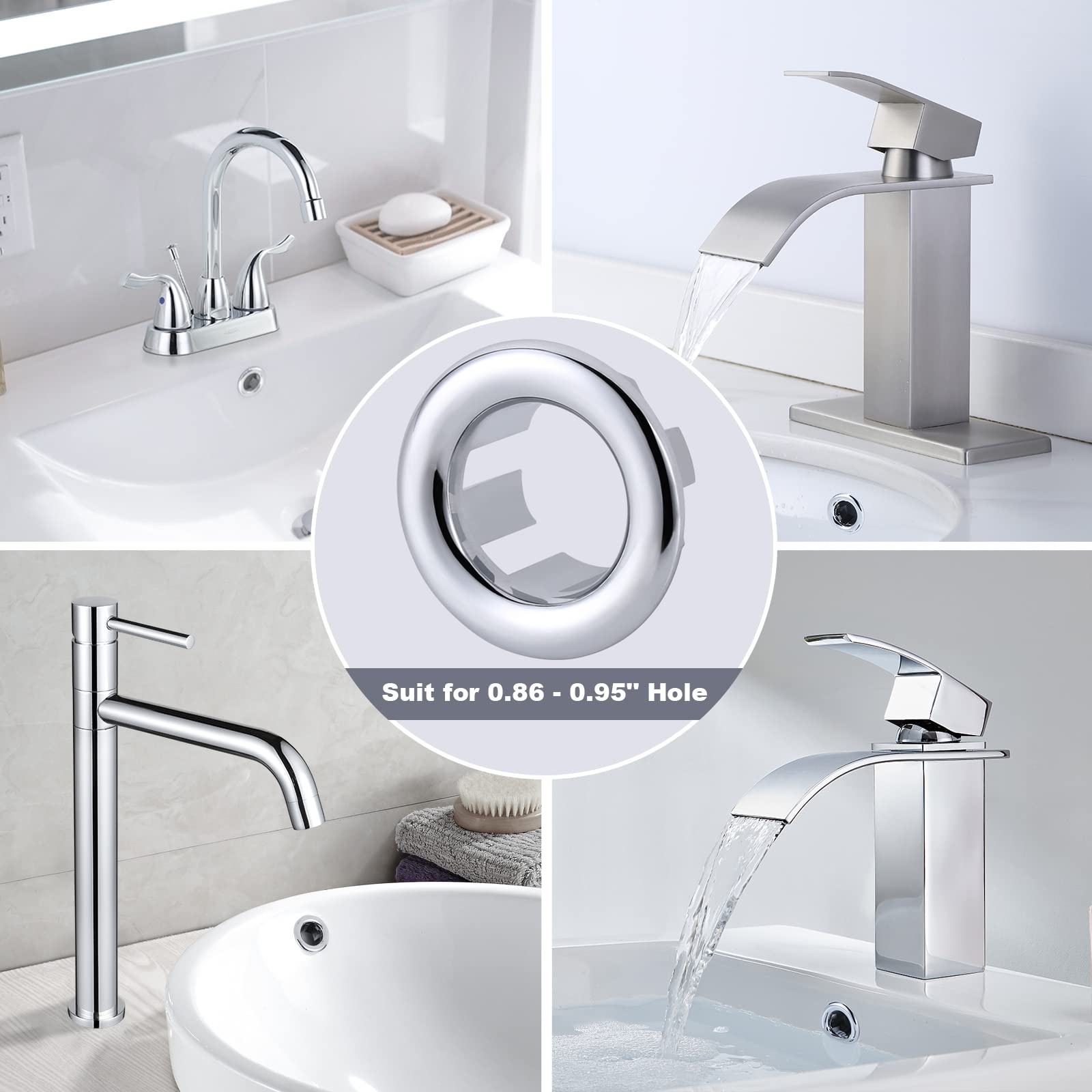 ARCORA 6 Pack Chrome Sink Overflow Ring Cover - Bathroom & Kitchen Sink Basin Trim Hole Insert Cap - Durable Stainless Steel for Leak Prevention & Aesthetic Upgrade (Perfect for Home Renovation & DIY Projects)
