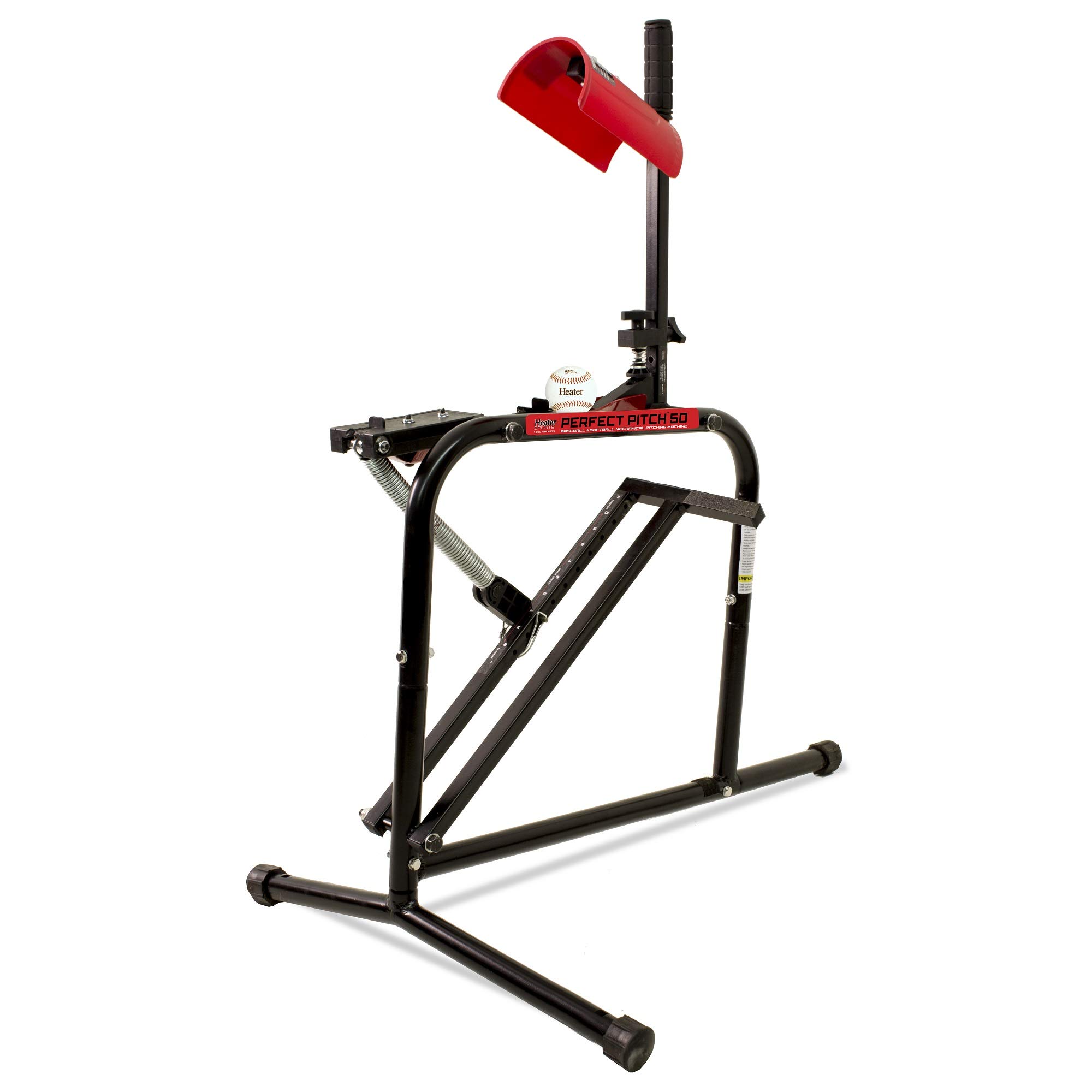 Heater Sports Perfect Pitch 50 MPH Portable Baseball & Softball Pitching Machine (#PP149) - Durable Lightweight Pitching Trainer for Kids, Teens & Adults | Baseball Batting Practice & Fielding Drills | Perfect for Backyard Training & Team Practice Sessions
