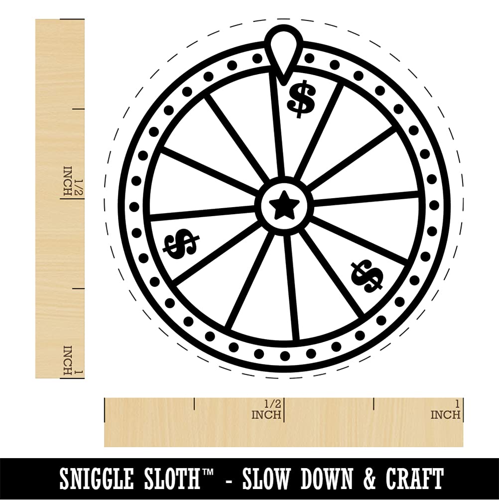 1 Inch Medium Blue Ink Self-Inking Rubber Stamp - Lottery Wheel Stamper for Crafts, Planners & DIY Projects - Perfect for Scrapbooking, Card Making & Office Use