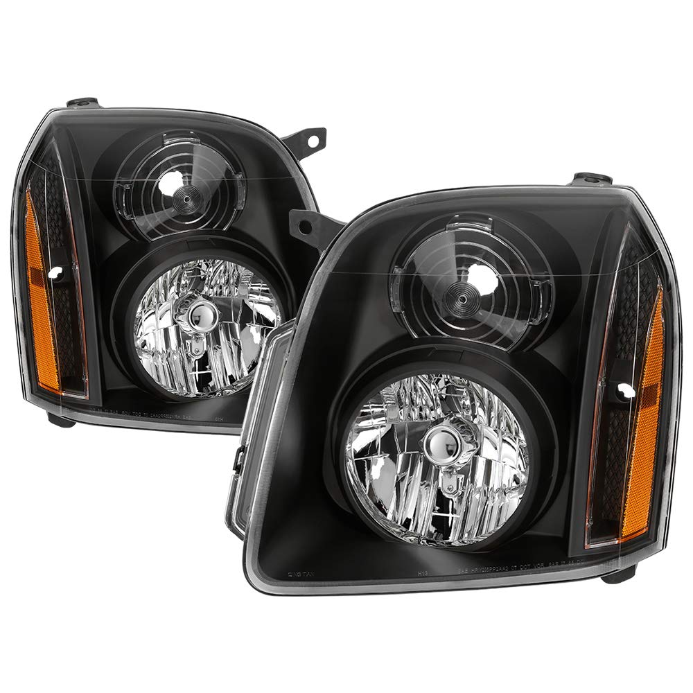 XTune Black Crystal LED Headlights for GMC Yukon Denali, Yukon XL Denali & Yukon Hybrid Denali - High-Performance Replacement Headlights for Enhanced Night Visibility & Stylish Upgrade