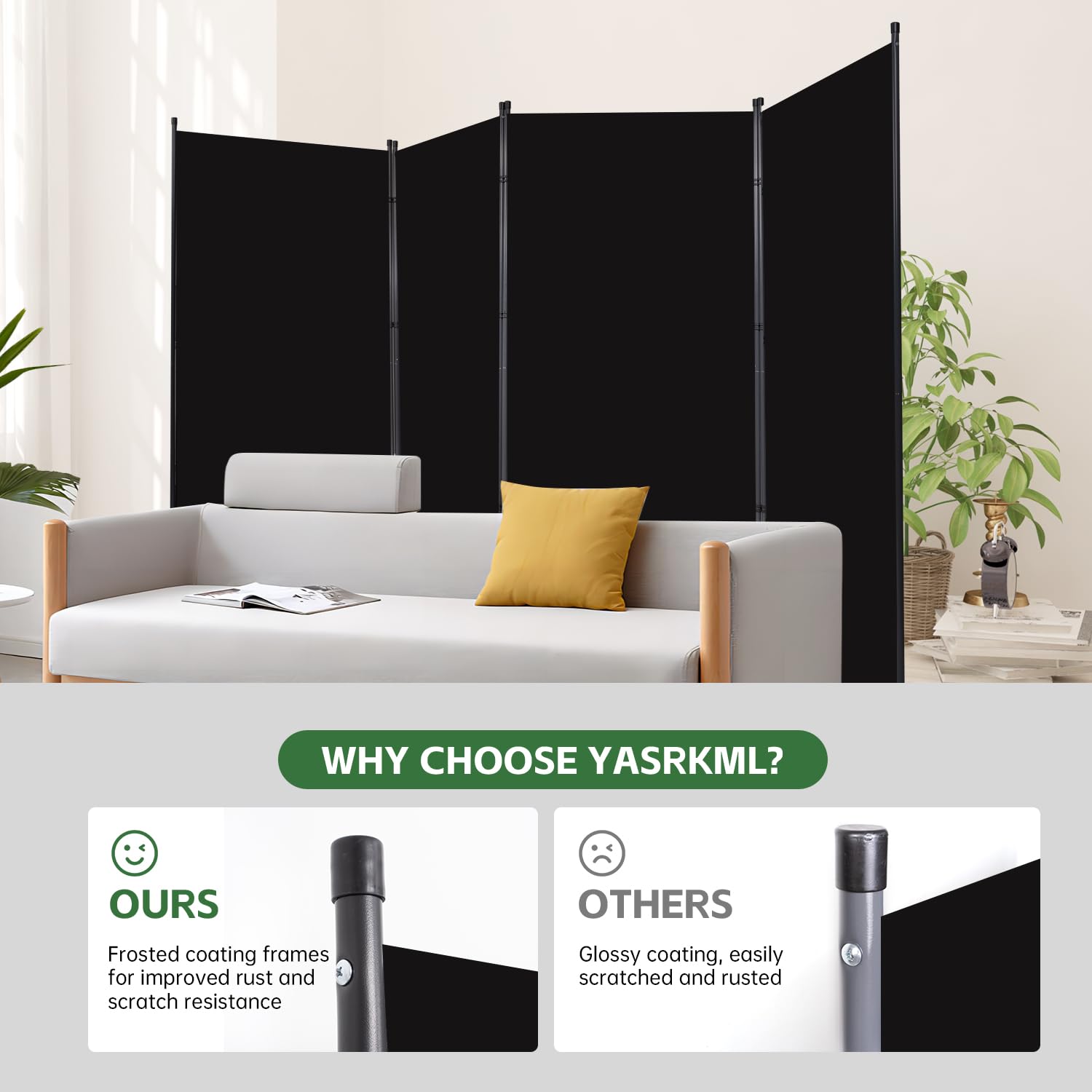 4-Panel Folding Room Divider Privacy Screen - Portable Freestanding Fabric Partition for Home, Office & Events - Black | Space Separation & Room Decor Solution