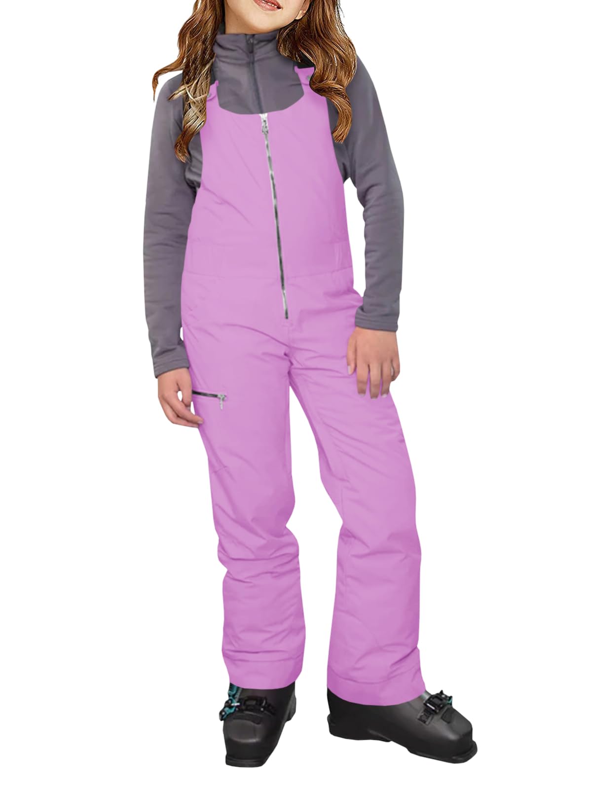 Haloumoning Kids Snow Bibs - Waterproof Insulated Snow Pants for Girls 5-14 Years | Skiing, Snowboarding & Winter Outdoor Play