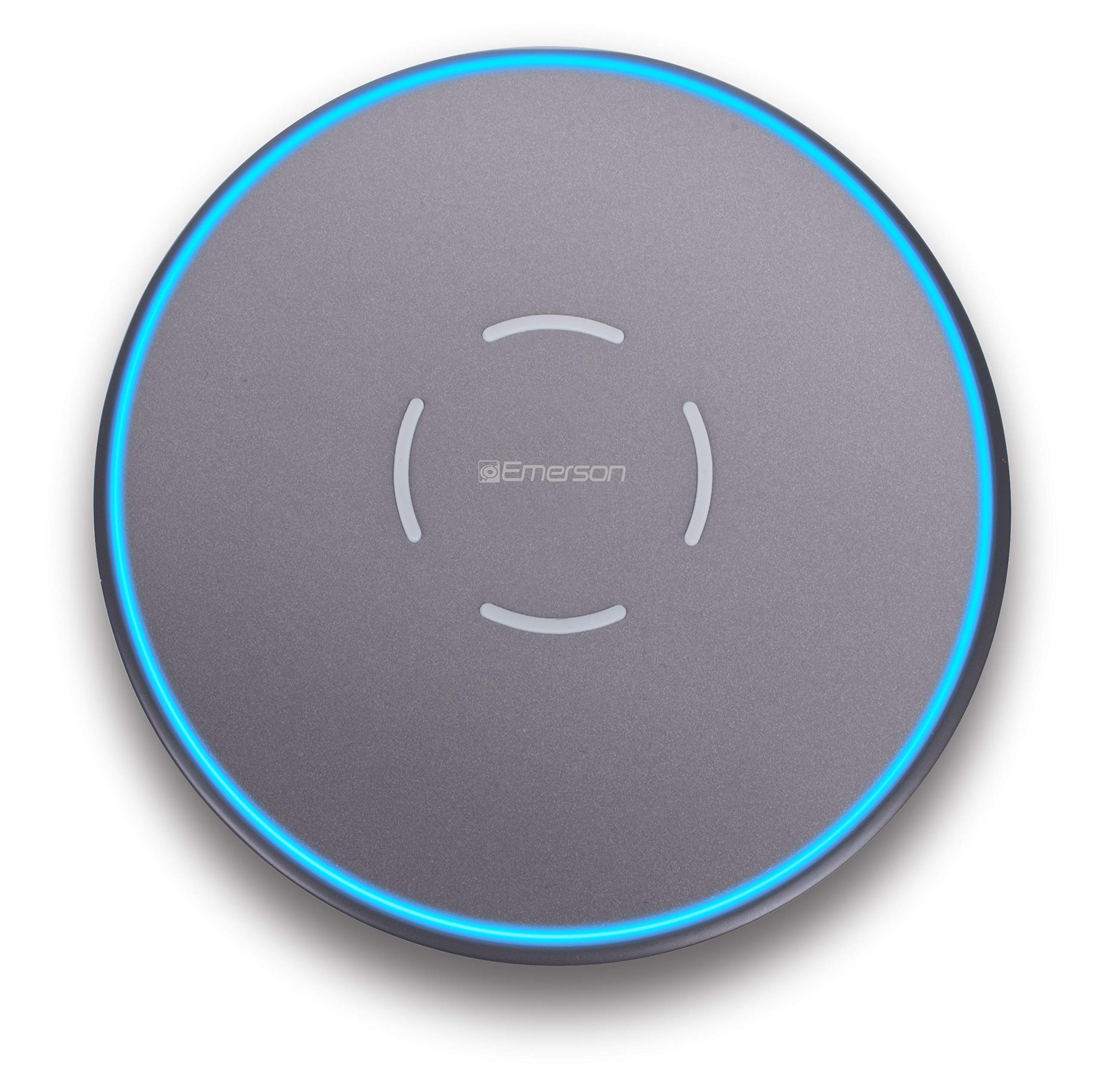 Emerson ER-WC200 10W Fast Wireless Charger - Compatible with iPhone Xs MAX/XR/XS/X/8/8 Plus, Samsung Galaxy S10/S10 Plus/S10E/S9 & All Qi-Enabled Phones | Quick Charging Pad for Home, Office & Travel