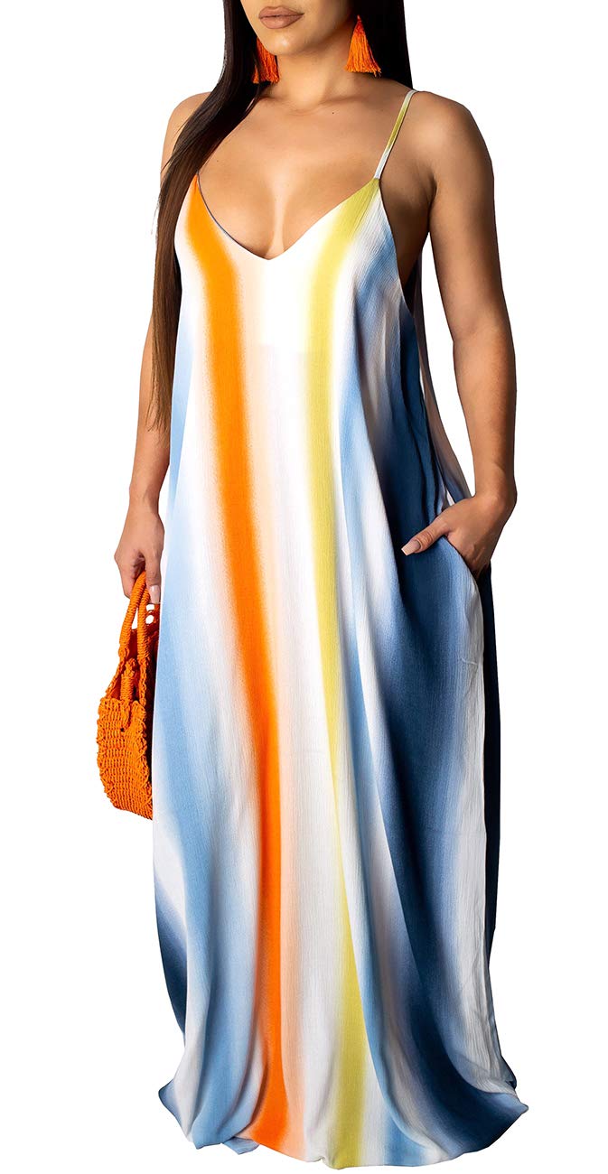 BessCops Women's Summer Maxi Dress 2025 - Plus Size Casual Sundress, Sleeveless Loose Long Dress with Pockets | Beach Vacation, Party Wear, Everyday Outfit