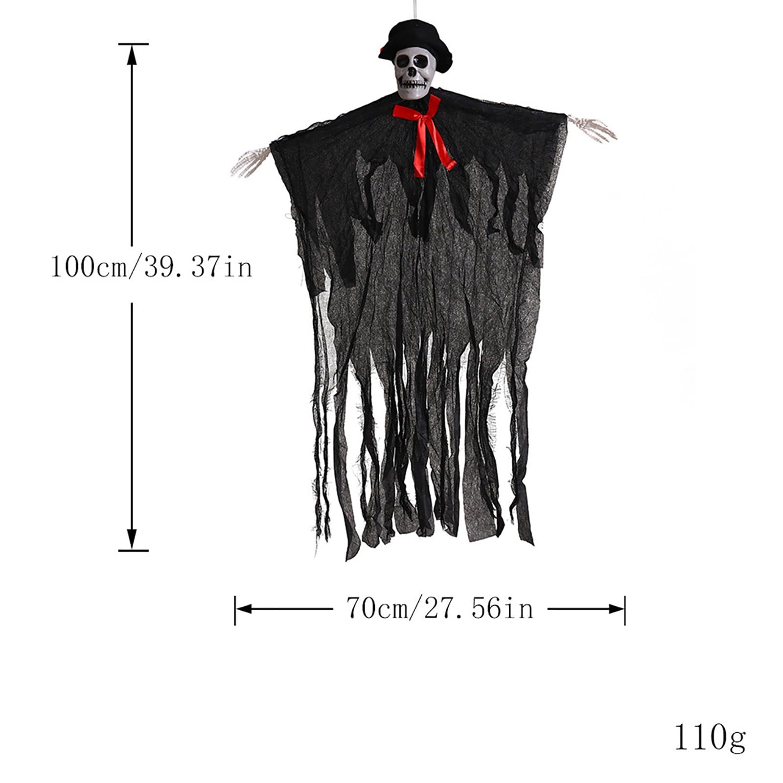 Zewuai Halloween Skeleton Hanging Decor - Hooded Scary Skeleton for Haunted House, Party & Yard Decoration - Spooky Wall Hanging Tapestry Under $3 - Perfect for Halloween Parties, Home Haunt & Outdoor Decor