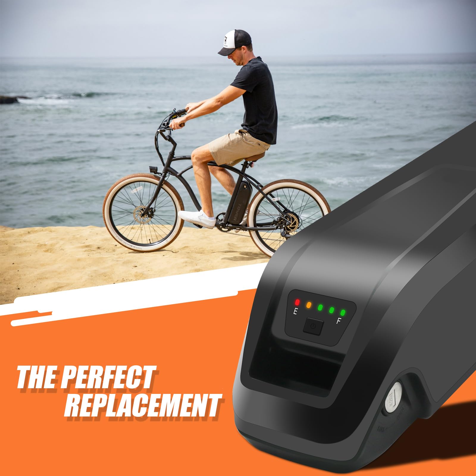 48V 10Ah Lithium Ebike Battery with 2A Fast Charger - 30A BMS, USB Output, Safe Lock & LED Indicator - Compatible with 0-1400W Electric Bikes - Perfect for Commuting, Mountain Biking & Urban Riding (Includes Charger)