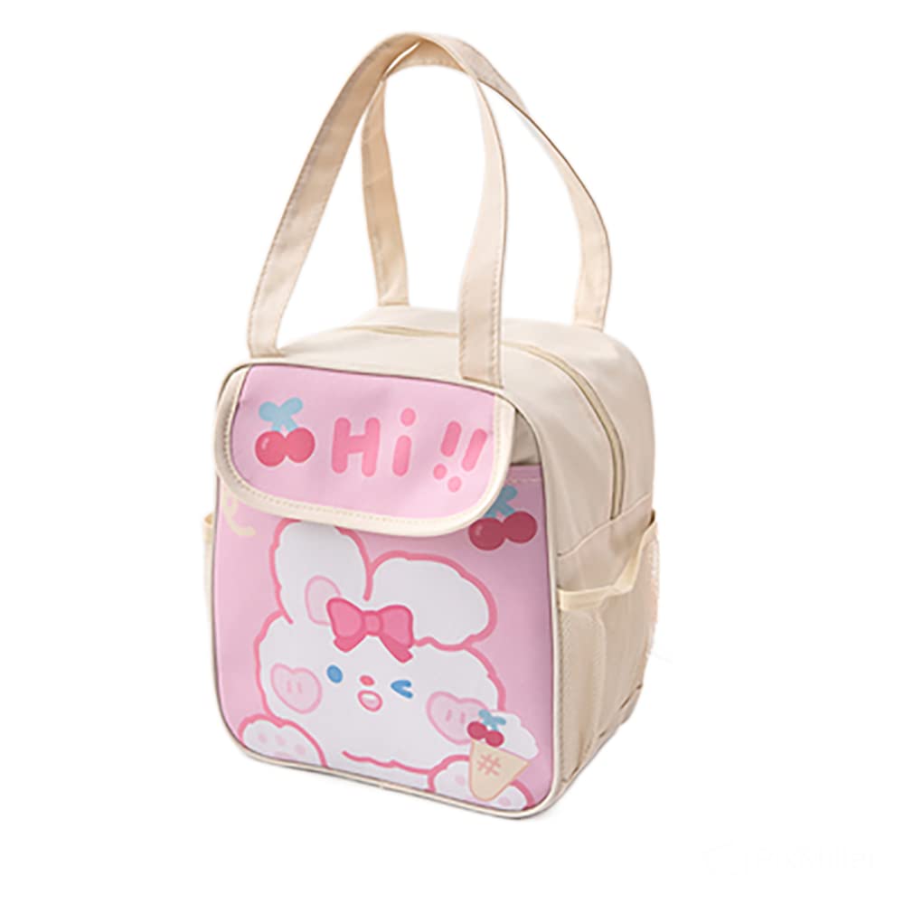 Cute Insulated Lunch Bag for Women - Japanese Anime Kawaii Cooler Lunch Box with Ice Cream Bunny Design | Perfect for School, Work, Picnics & Outdoor Activities