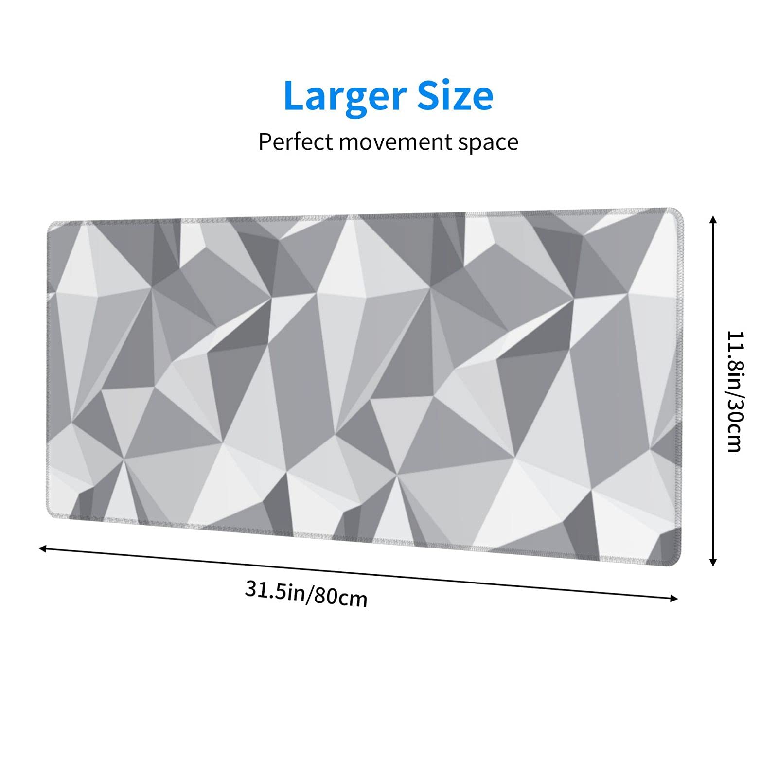 Premium Large XL Gaming Mouse Pad - Non-Slip Gray Geometric Design Extended Desk Mat for PC, Laptop & Office Work | Perfect for Gamers, Programmers & Home Office Decor Accessories