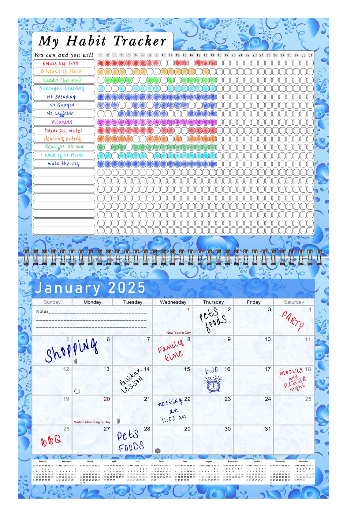 2025 Monthly Desktop & Wall Calendar Planner with Habit Tracker - Daily Weekly Monthly Goal Setting Motivational Journal for Productivity & Success - Perfect for Office, Home, School & Gift Giving (Edition #019)