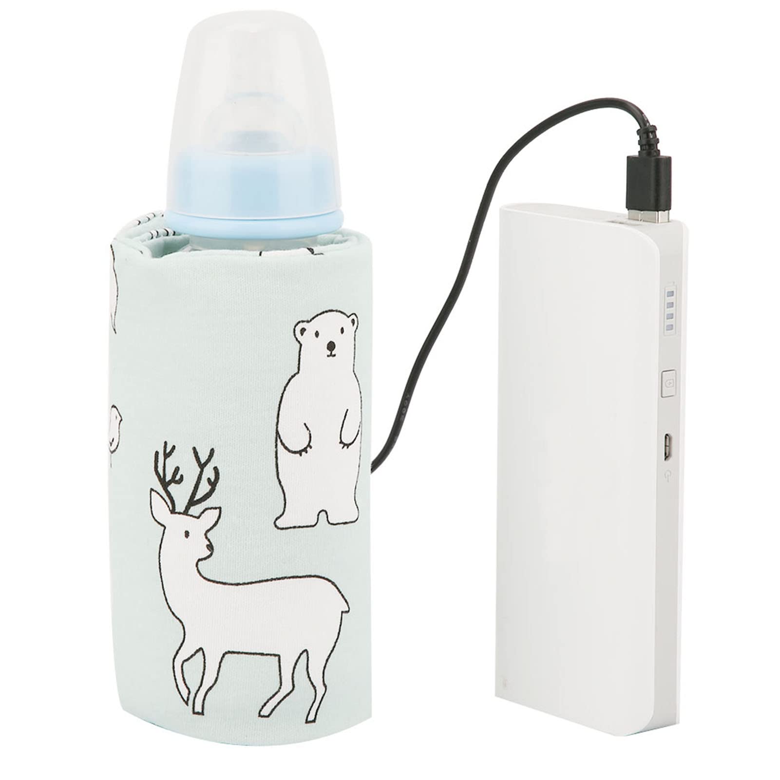 GOTOTOP USB Baby Bottle Warmer Bag - Portable Insulated Cooler Case for Milk, Formula & Drinks - Bear Design - Perfect for Travel, Outings & On-the-Go Parents