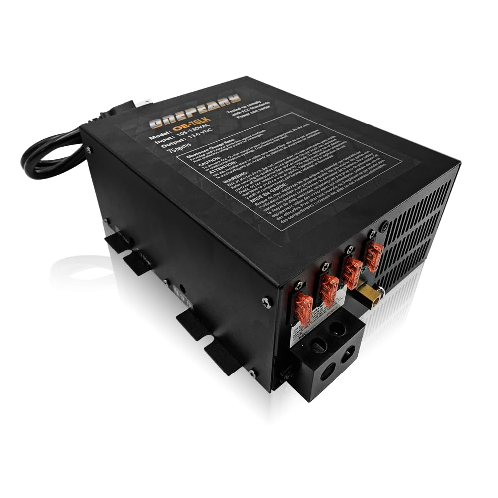 75 Amp RV Power Converter with 4-Stage Smart Battery Charger - 110V AC to 12V DC Converter for RVs, Campers & Trailers - Reliable Power Supply for Off-Grid Living & Road Trips