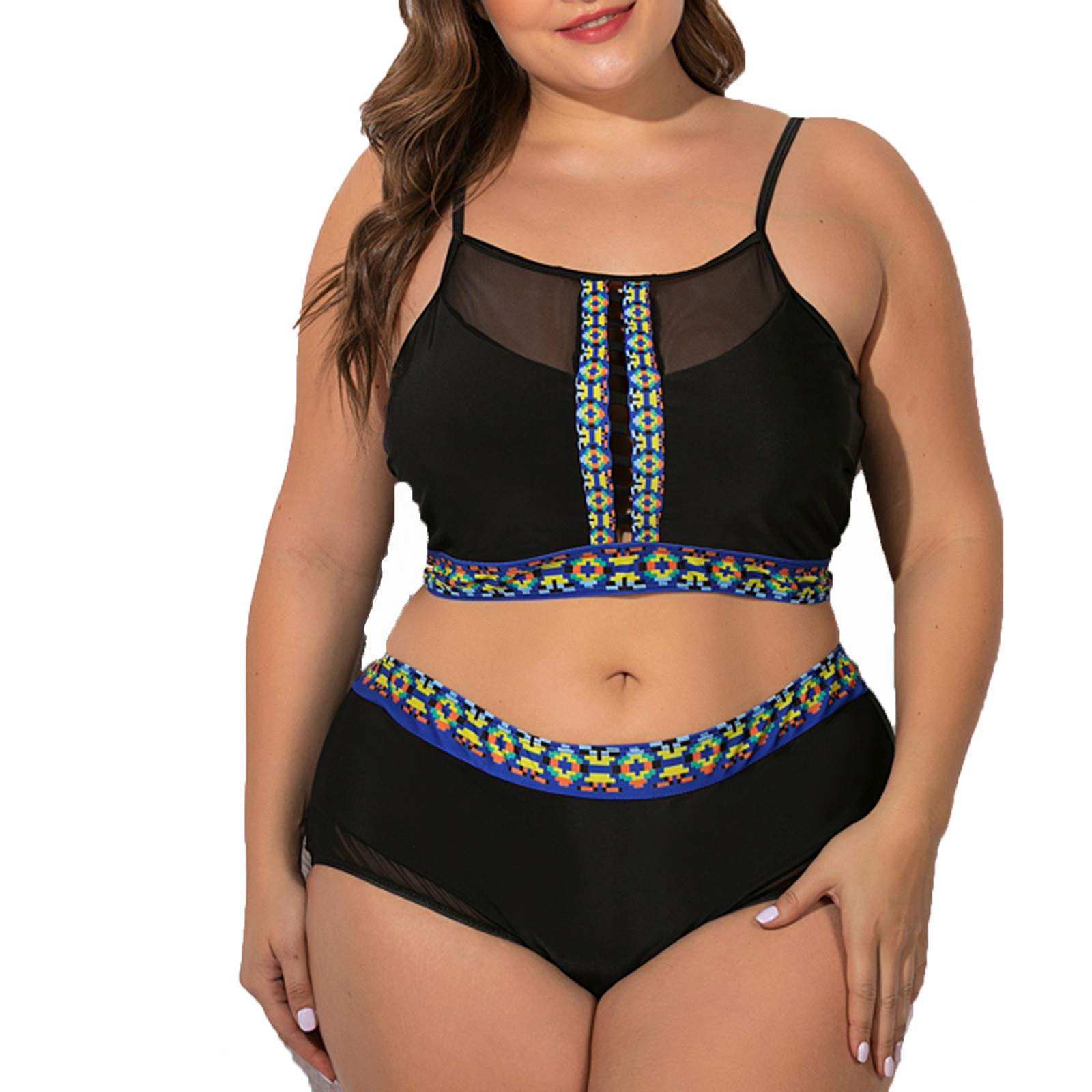 Trendy Two-Piece Printed Swimsuit for Teens & Women - Plus Size Beachwear, Fashionable Swimwear for Pool & Summer Vacations