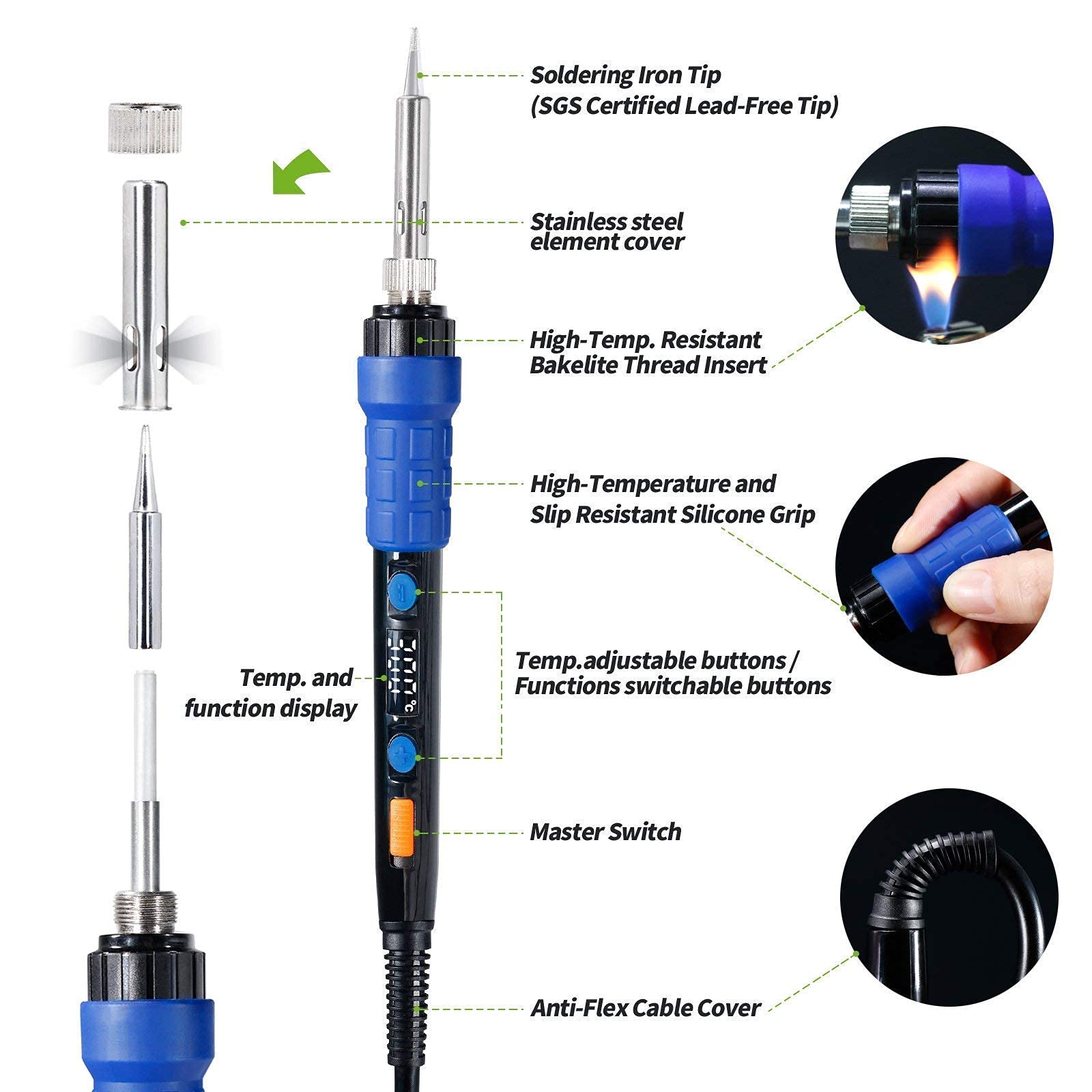 YIHUA 928D Professional Soldering Iron Kit with X-4 Premium Stand - 17-Piece Set for Electronics Repair, DIY Projects & Home Improvement (Includes Backup Iron Holder)