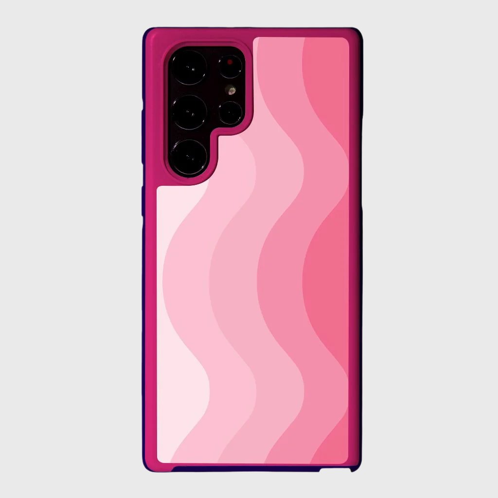 Pink Samsung Galaxy S22 Ultra Shockproof Case with Wave Design - Slim Protective Cover for Everyday Use, Travel & Outdoor Activities