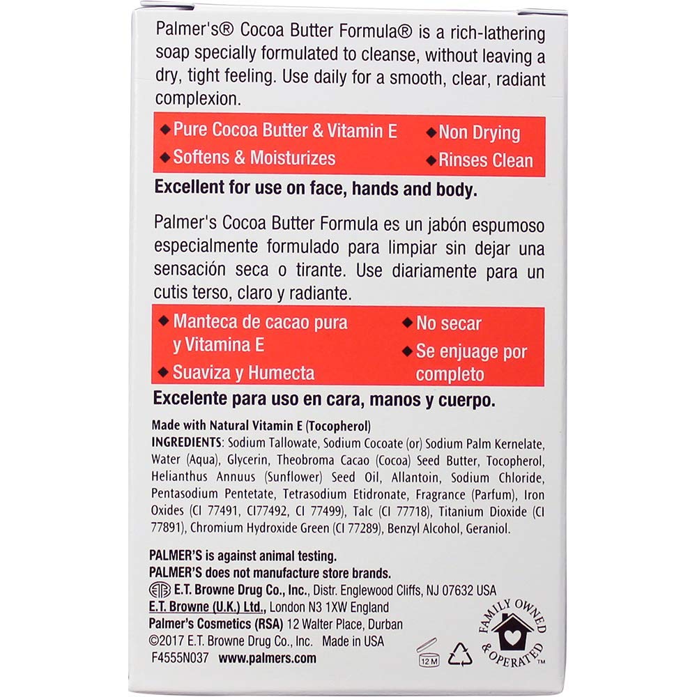 Palmer's Cocoa Butter Formula with Vitamin E - Moisturizing Skin Therapy Cream Soap for Dry Skin (3.5 oz) | Daily Body Wash & Hand Soap for Soft, Nourished Skin