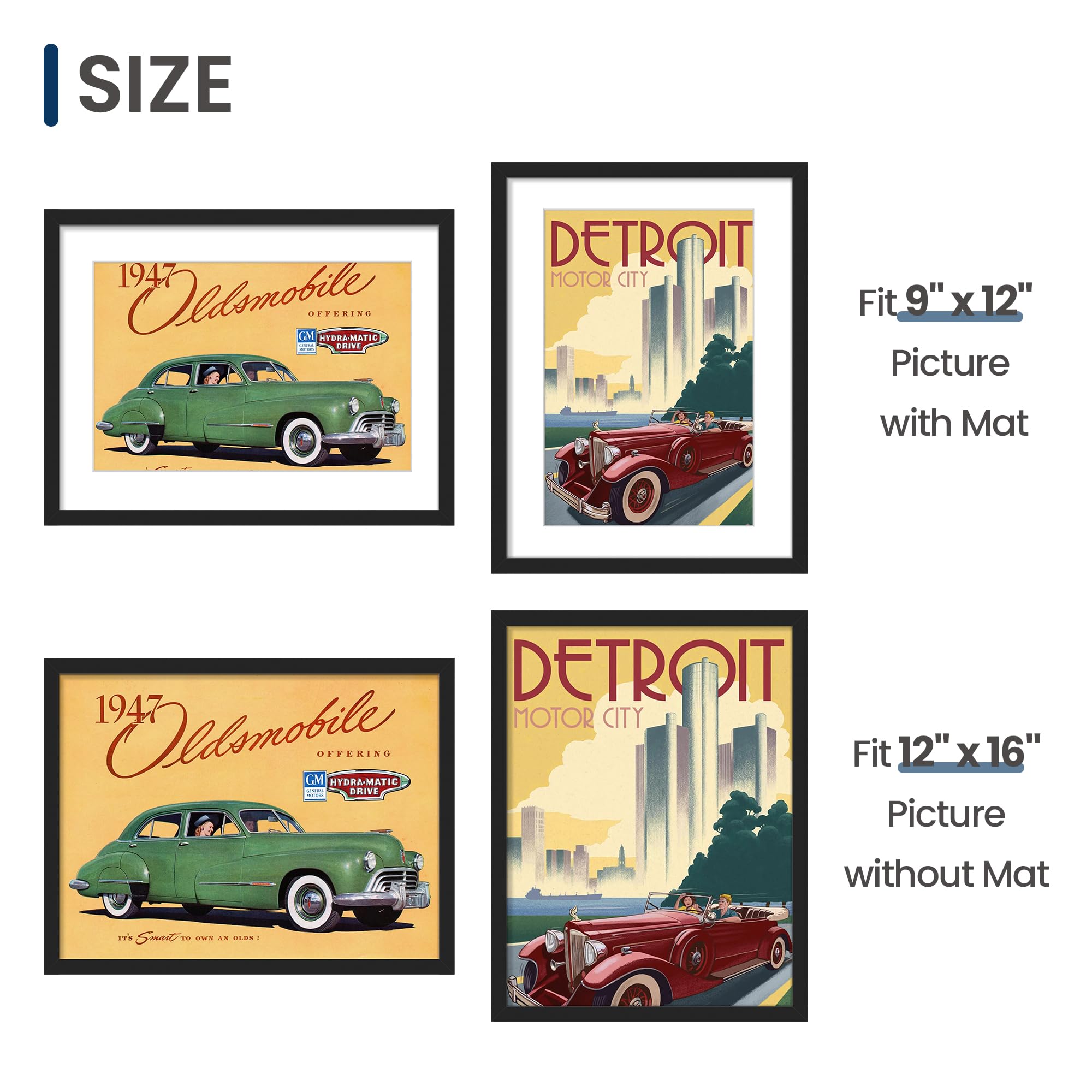 ENJOYBASICS 2 Pack 12x16 & 16x20 Picture Frames Set - Perfect for Wall Decor, Family Photos, and Home Office Display