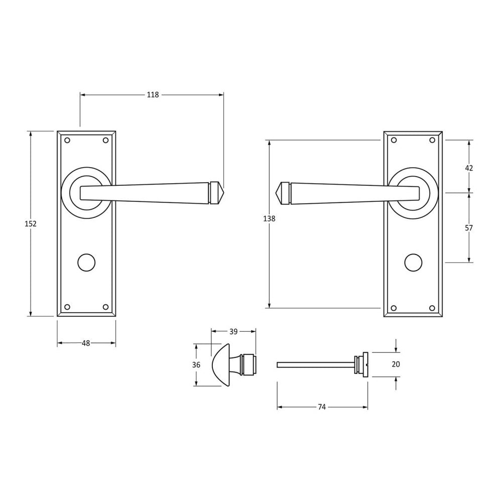 Stainless Steel Satin Finish Avon Lever Door Handles with Bathroom Lock - Perfect for Bathroom, Bedroom & Interior Doors
