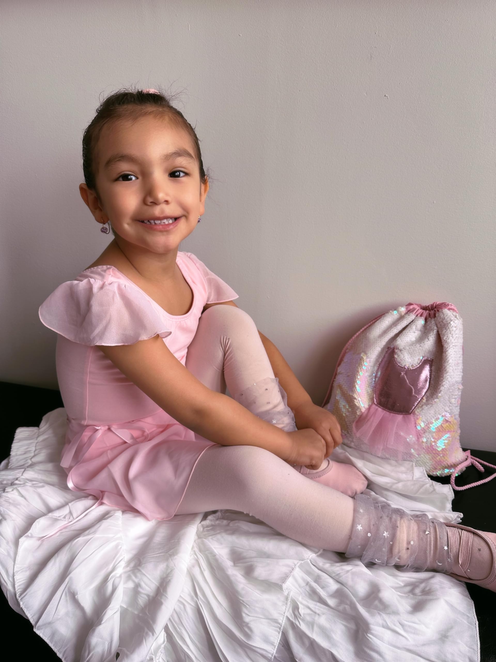 Stelle Girls Ballet Leotard - Black Ruffle Sleeve Dance Leotard for Toddler & Kids - Gymnastics & Ballet Performance Outfit - Perfect for Dance Class, Recitals & Competition Wear