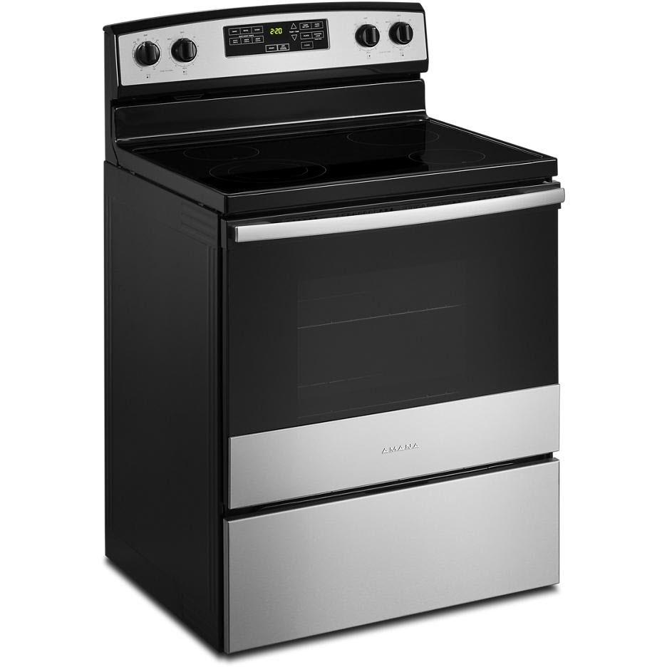 Amana 30 Inch Freestanding Electric Range YAER6603SMS - Stainless Steel Oven with 5 Burners, Convection Bake & Self-Cleaning - Perfect for Home Kitchen, Baking & Family Cooking