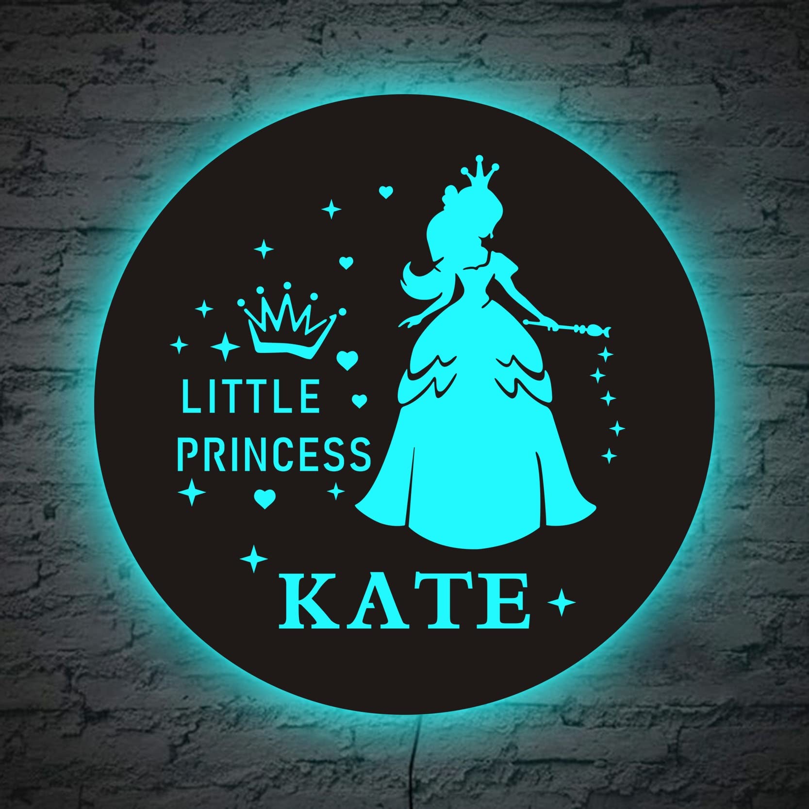 Personalized Wooden LED Night Light for Girls - Custom Engraved Name Princess Lamp, Colorful LED Wall Light, Perfect Birthday Christmas Gift for Kids Bedroom Nursery Decor