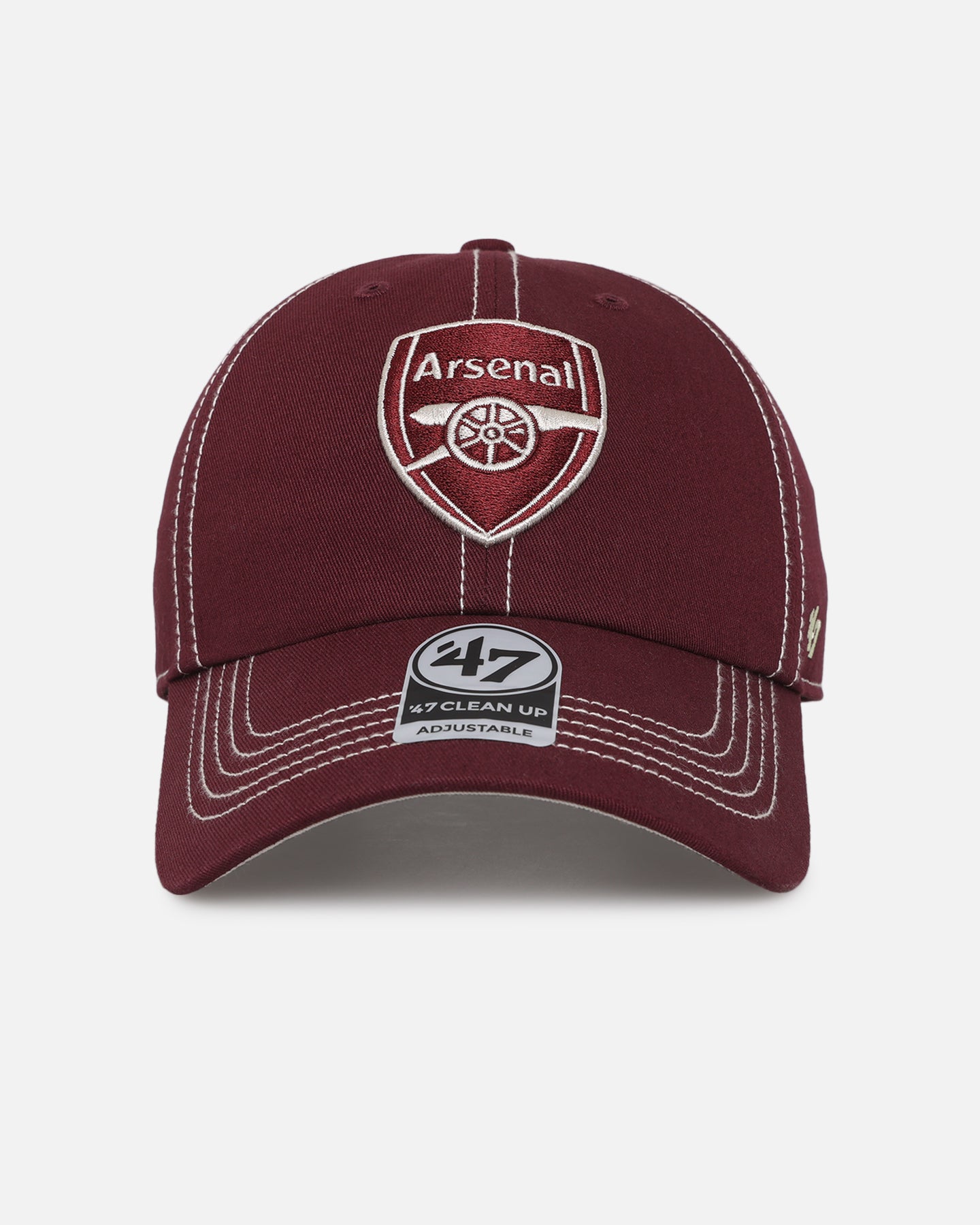 47 Brand Arsenal FC 47 Clean Up Adjustable Strapback Cap - Dark Maroon for Men & Women | Perfect for Football Fans, Game Day & Casual Wear