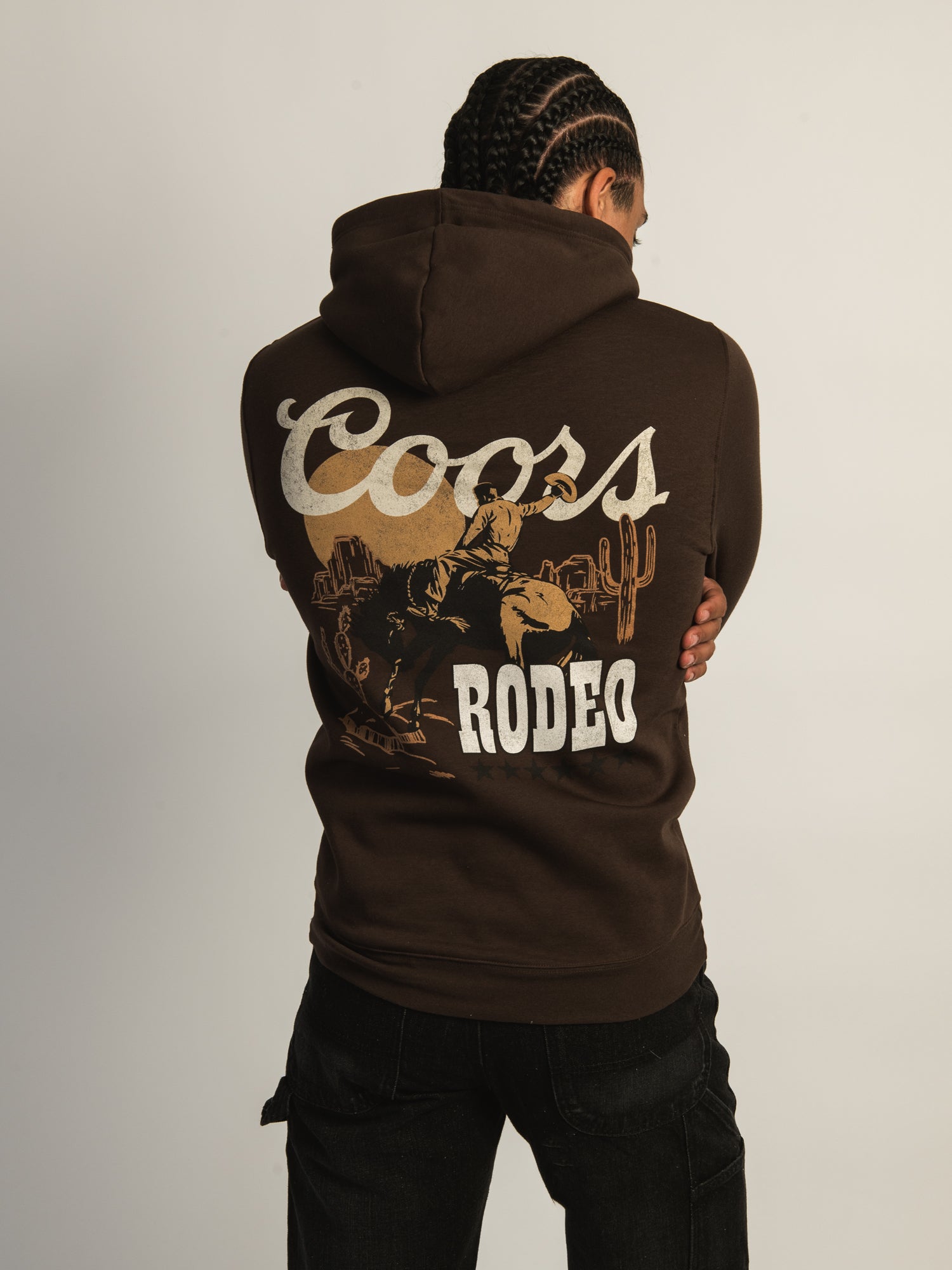 Coors Rodeo Pullover Hoodie - Brown Men's Fleece Sweatshirt for Outdoor Activities & Casual Wear