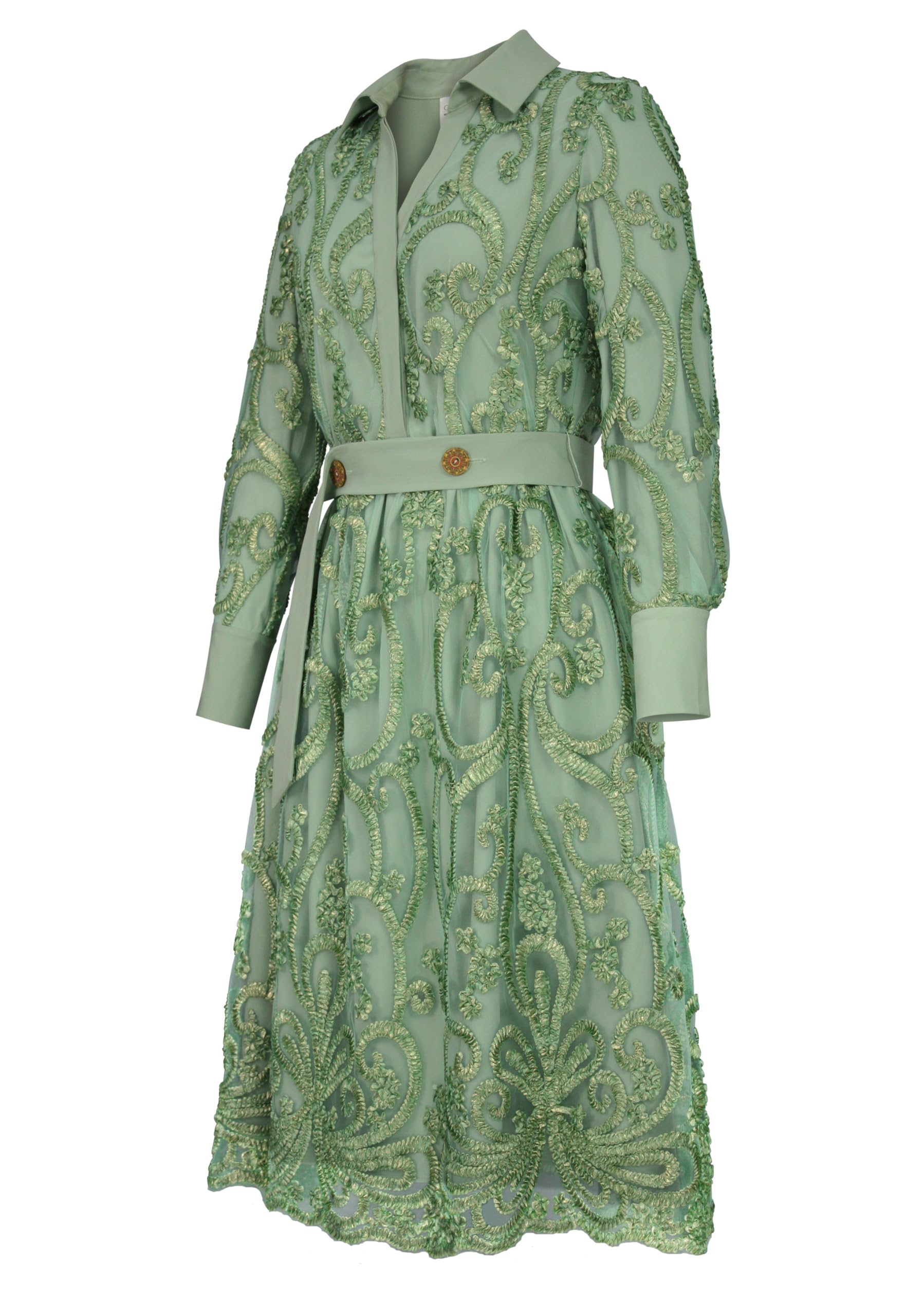 CHIC STAR Women's Soutache Embroidery Shirt Dress - Elegant Floral Embroidered Tunic Top with V-Neck for Casual Wear, Office & Special Occasions