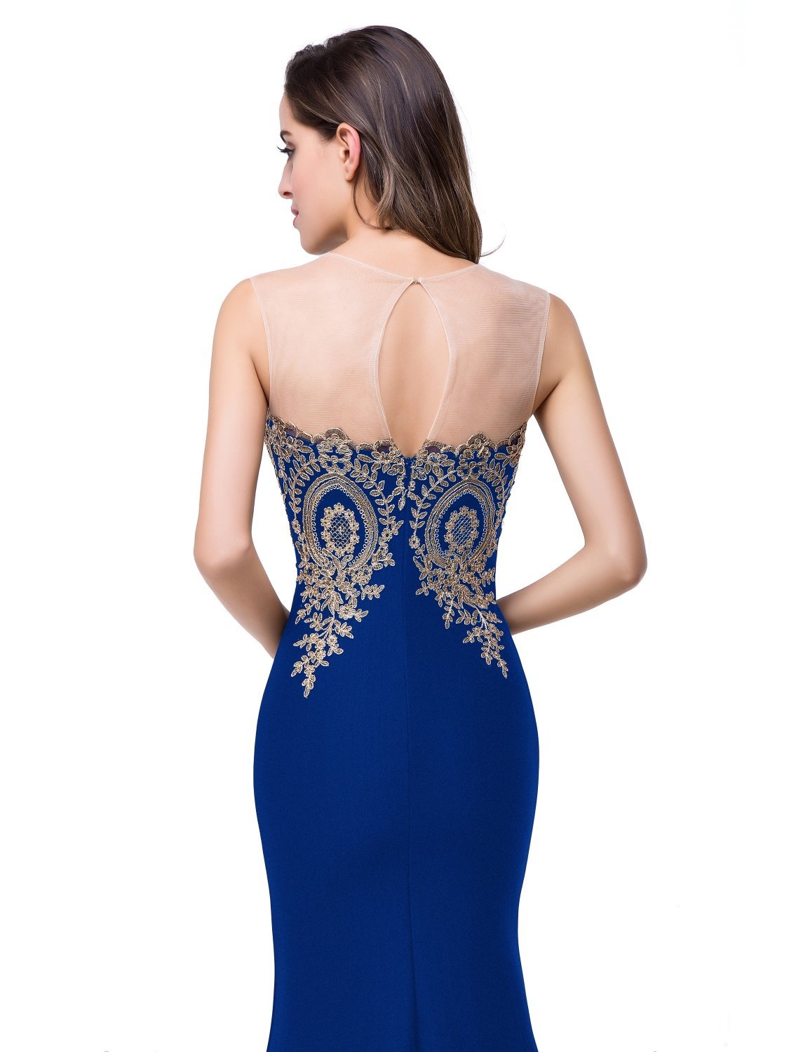 Babyonline® Elegant Women's Lace Applique Mermaid Evening Gown - Formal Prom Dress for Weddings, Galas & Special Occasions