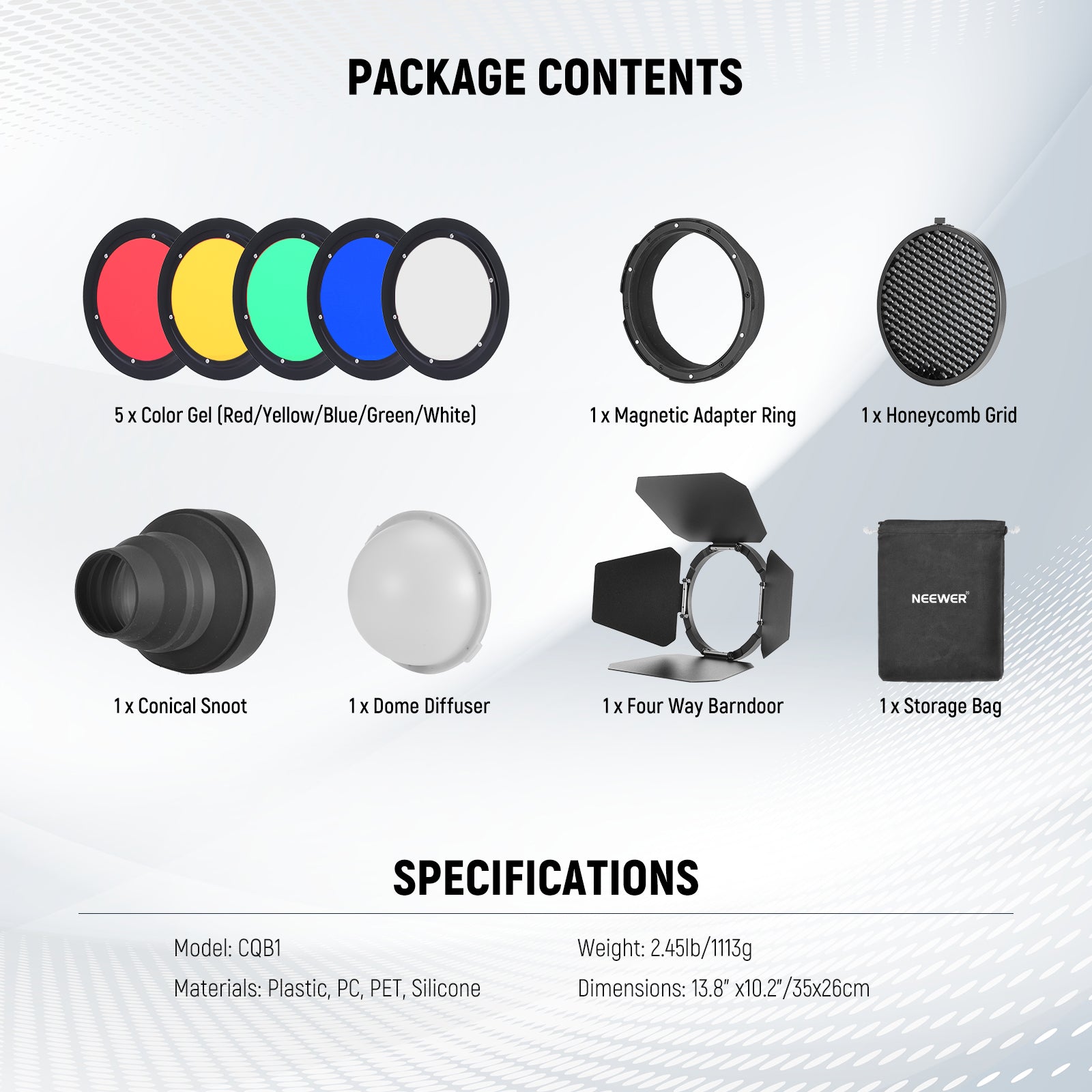 NEEWER CQB1 Magnetic Flash Accessory Kit for Q4 - Professional Outdoor & Studio Photography Lighting - Perfect for Portraits, Product Shots, and Creative Lighting Effects