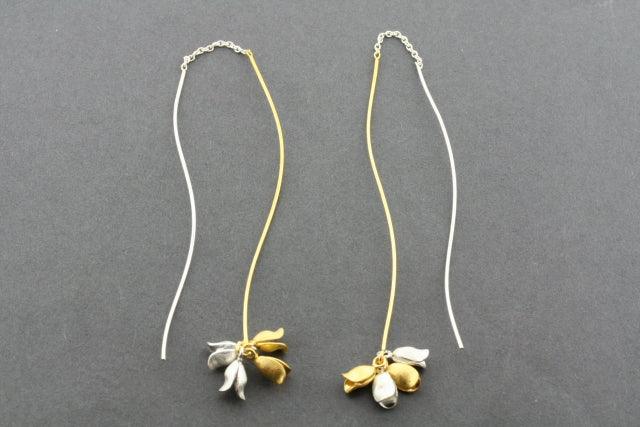 Gold Plated & Silver Long Drop Chain Earrings for Women - Elegant Dangle Earrings for Party, Wedding & Evening Wear