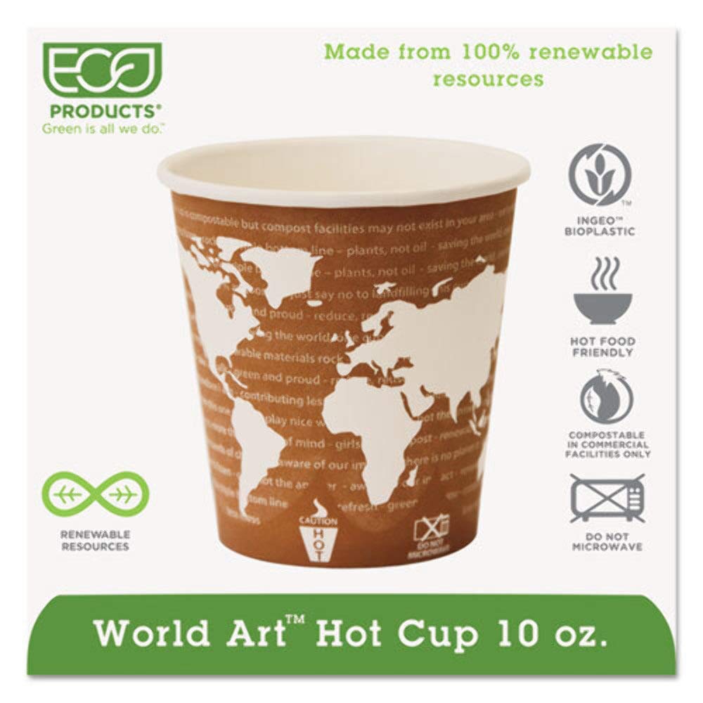 ECOEPBHC10WA - Eco-Friendly World Art Hot Drink Cups by ECO-Products, INC. | Biodegradable Coffee Cups for Office, Cafe & Home Use