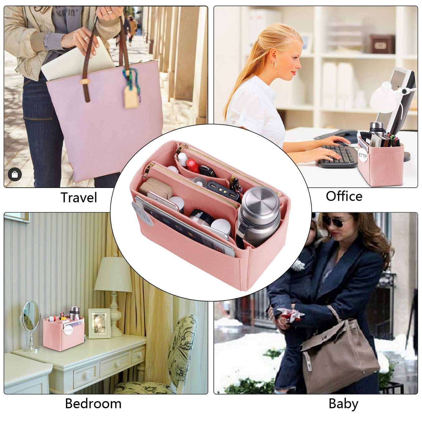 Premium Felt Purse Organizer Insert - 5 Sizes for LV Speedy, Neverfull & Tote Bags | Handbag Shaper & Storage Solution | Perfect for Travel, Work & Daily Organization