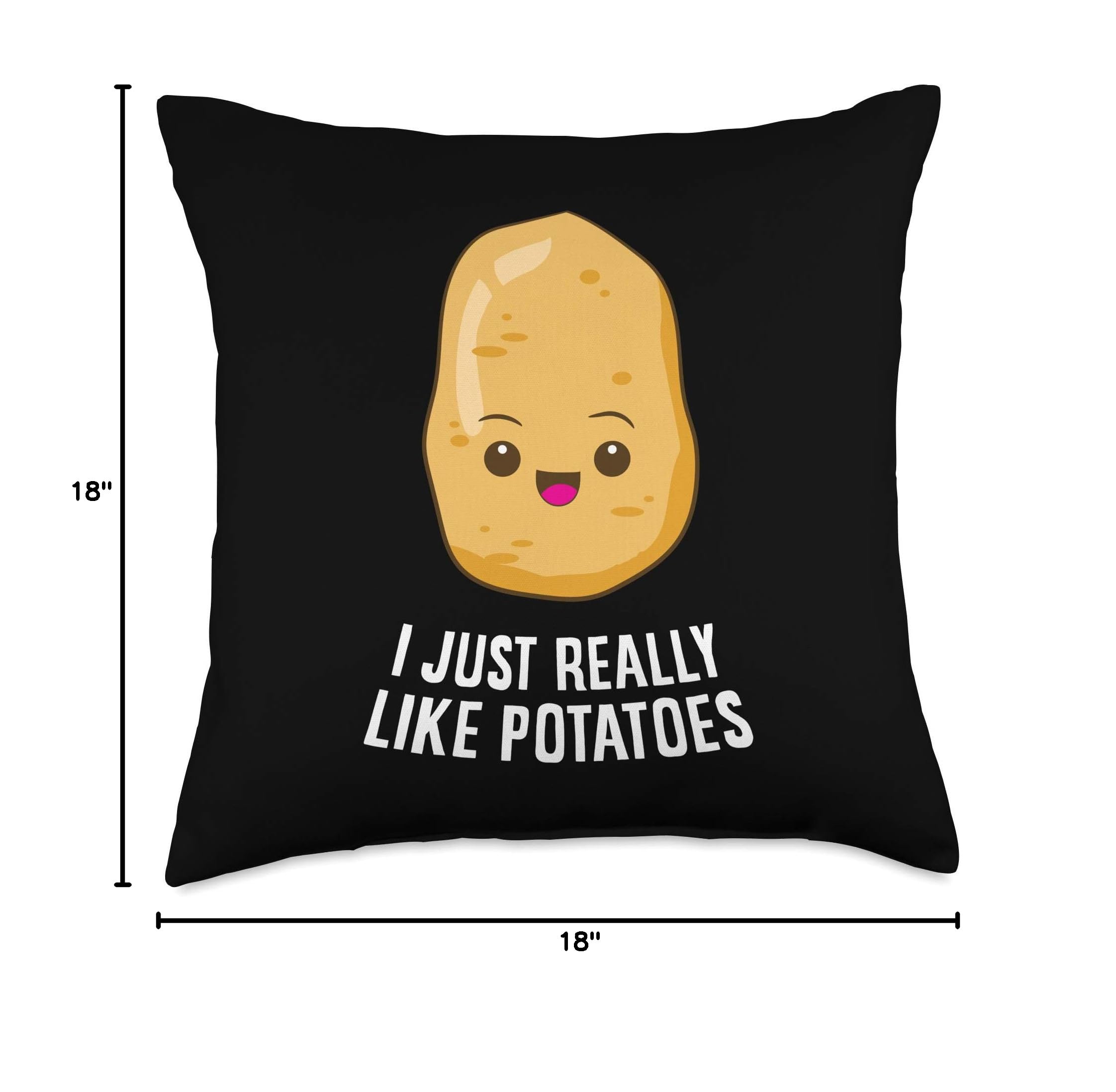 Funny Potato Lover Throw Pillow - Cute Vegetable Food Humor Decor for Home, Office, or Gift