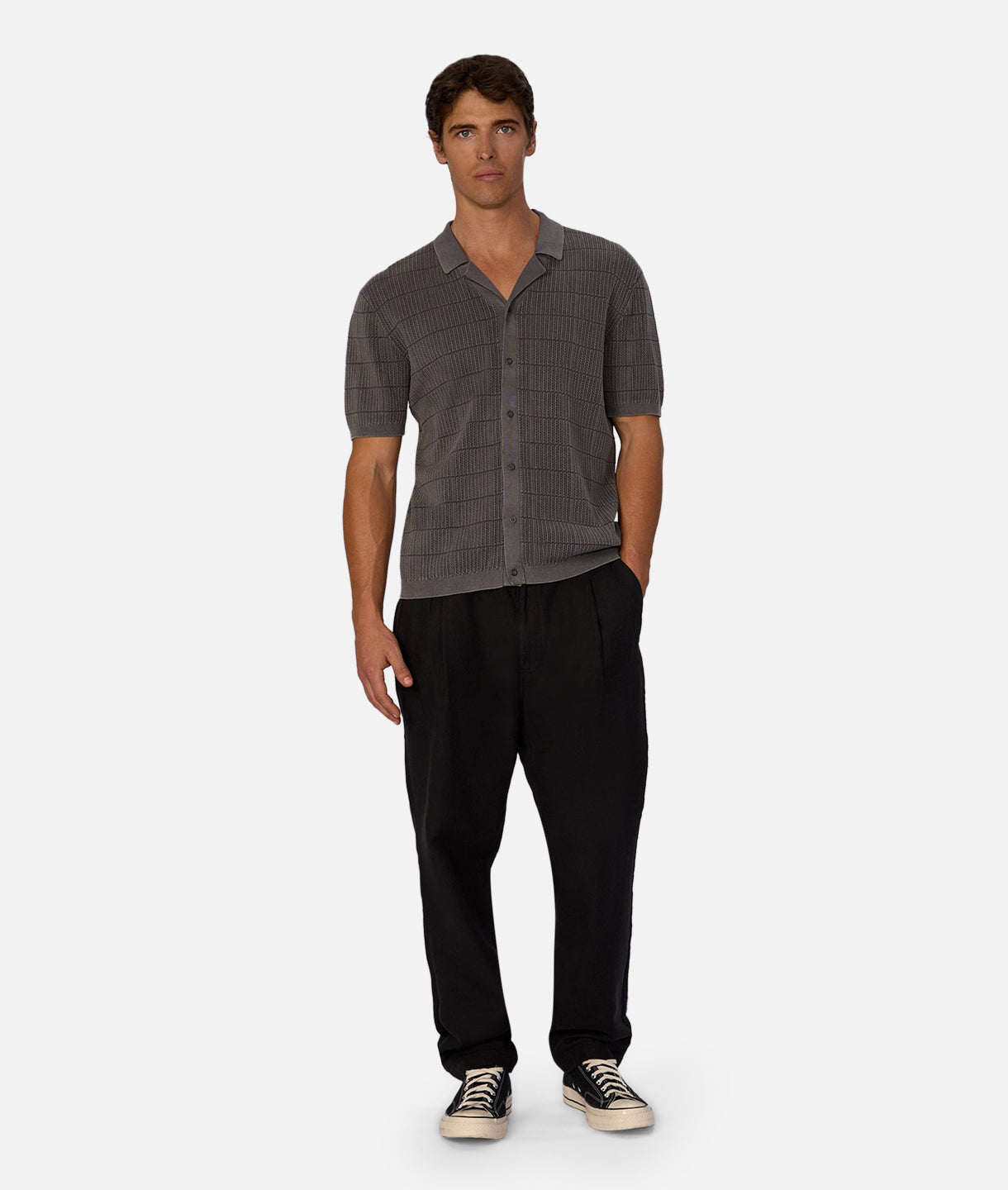 The Clemente Short Sleeve Shirt for Men - Premium Gun Metal Color Casual Button Up Shirt | Perfect for Summer Outfits, Office Wear & Weekend Relaxation