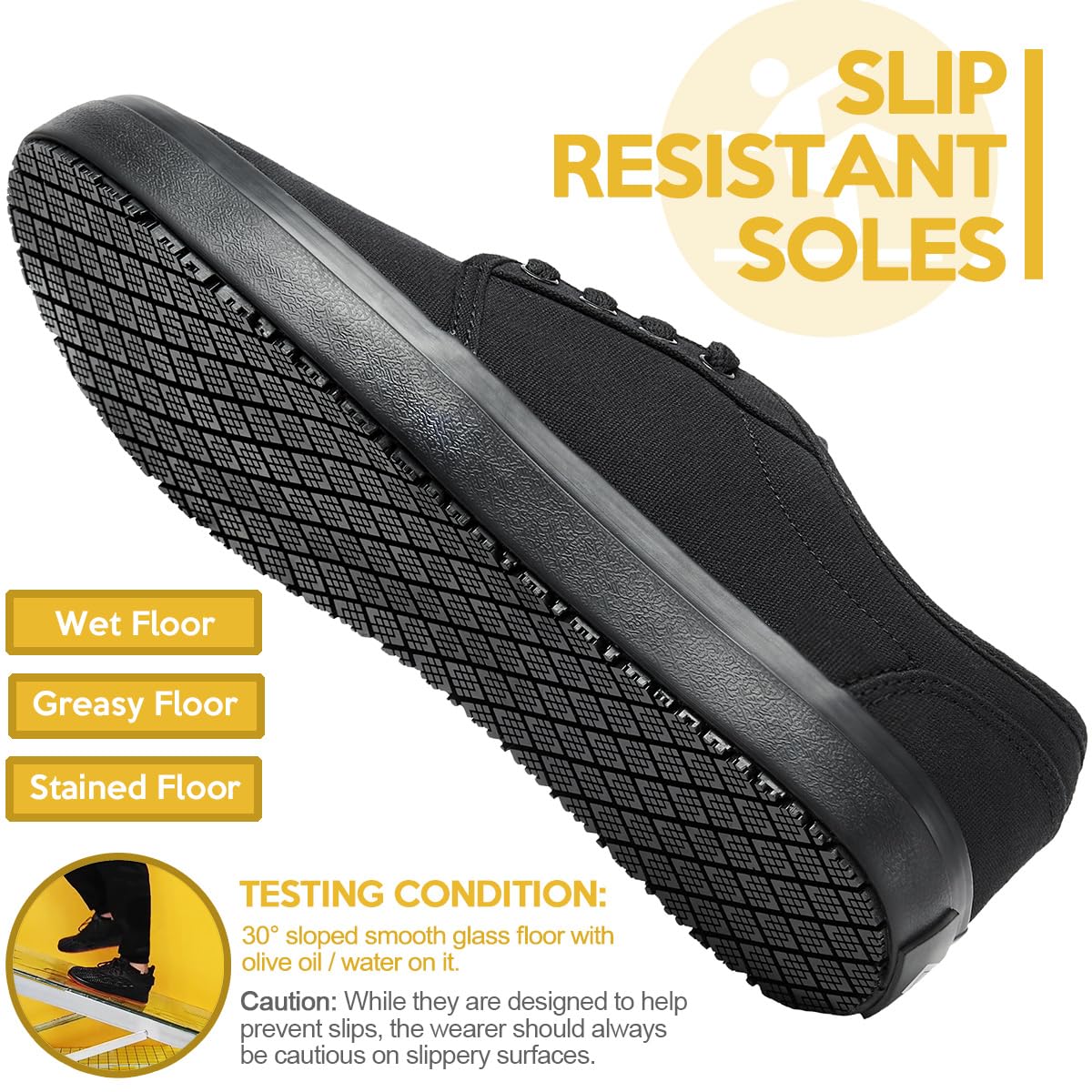 **Non-Slip Work Shoes for Men & Women – Black Unisex Slip & Oil Resistant Restaurant Sneakers – Comfortable Waterproof Kitchen Shoes for Chefs, Servers & Food Service Workers – Ideal for Restaurants, Culinary Work & Wet Floors**