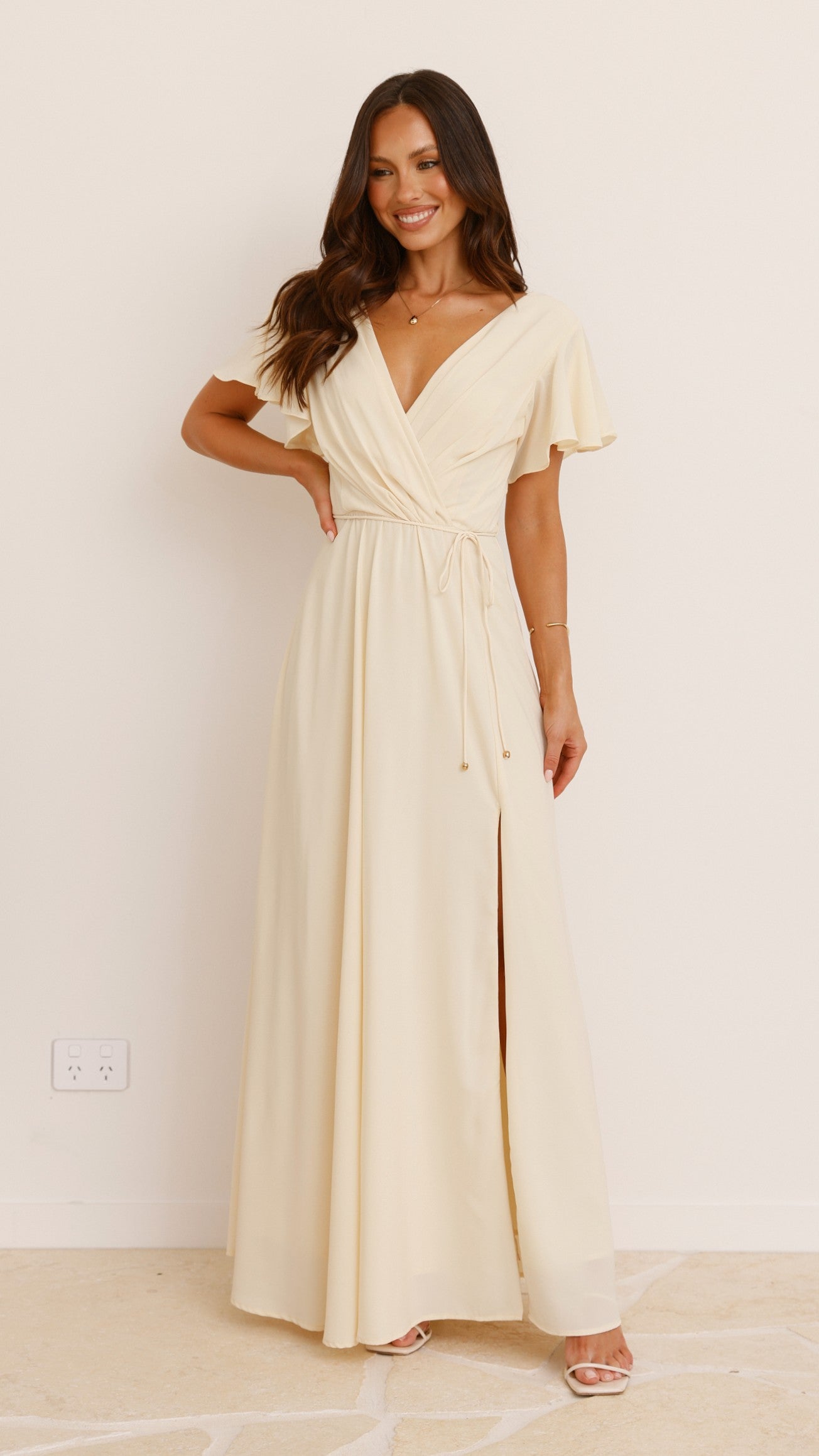 Charlize Women's Maxi Dress - Flowy Long Summer Dress in Yellow, Perfect for Beach Vacations, Parties & Casual Outings