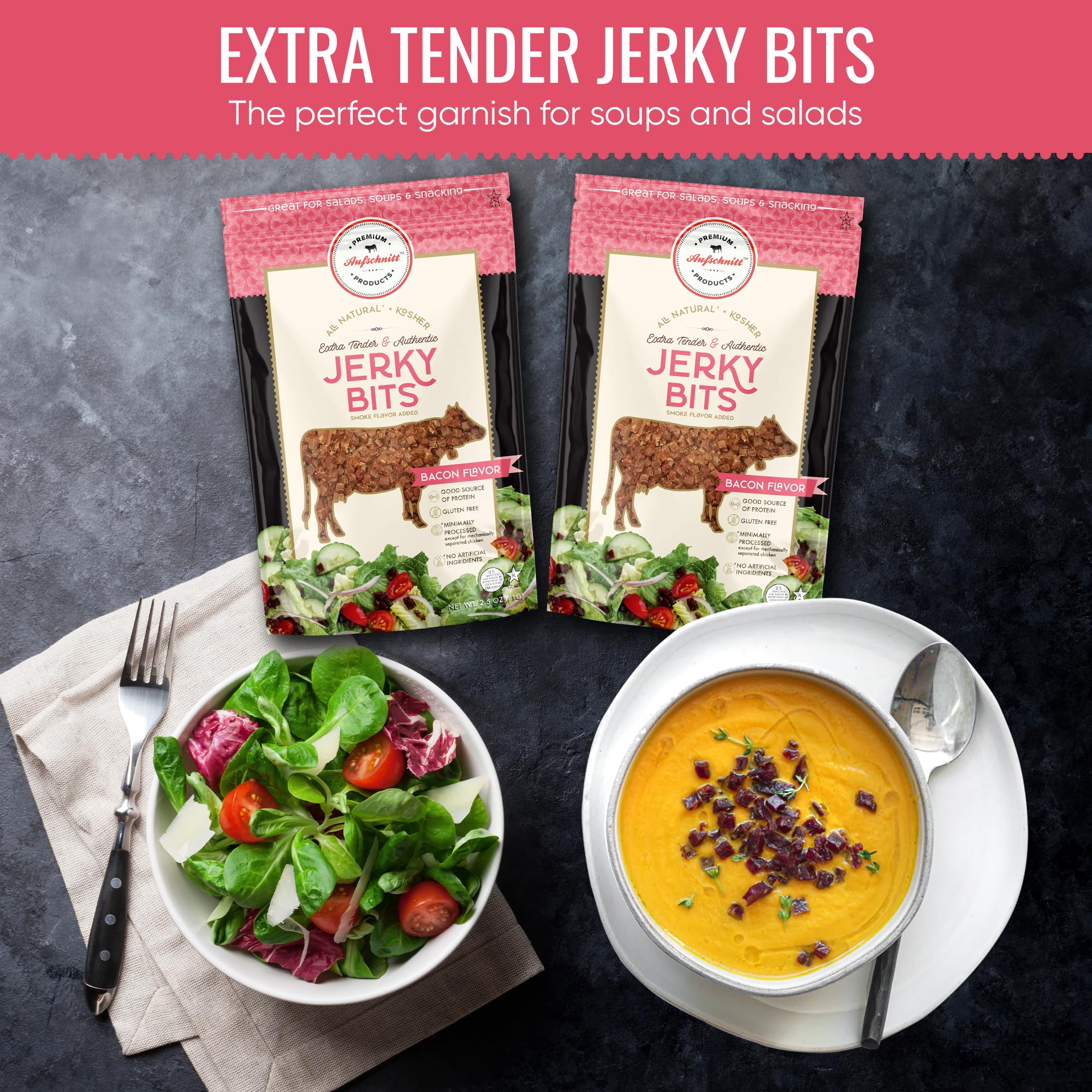 Beef and Chicken Jerky Bites - High Protein Healthy Snacks | Kosher, Halal & Keto Friendly | Bacon Flavor (2 Pack) | Perfect for Hiking, Camping & On-the-Go Snacking
