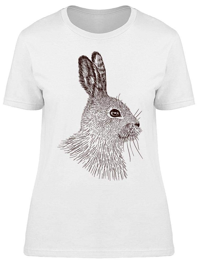 Hand Drawn Rabbit Sketch T-Shirt for Women - Cute & Artistic Graphic Tee for Casual Wear, Outings & Gifts