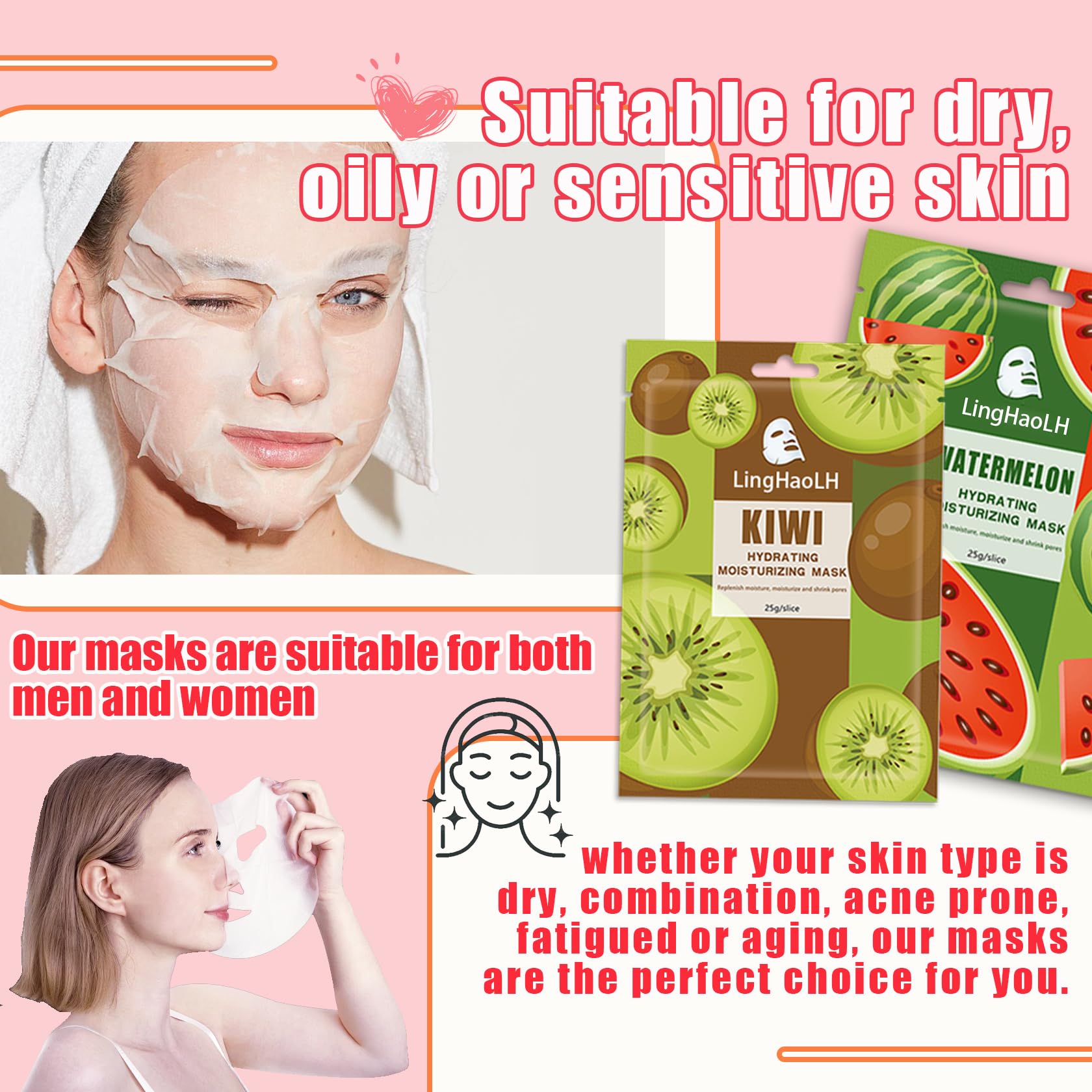 20-Pack Hydrating Face Masks for All Skin Types - Daily Skincare Routine